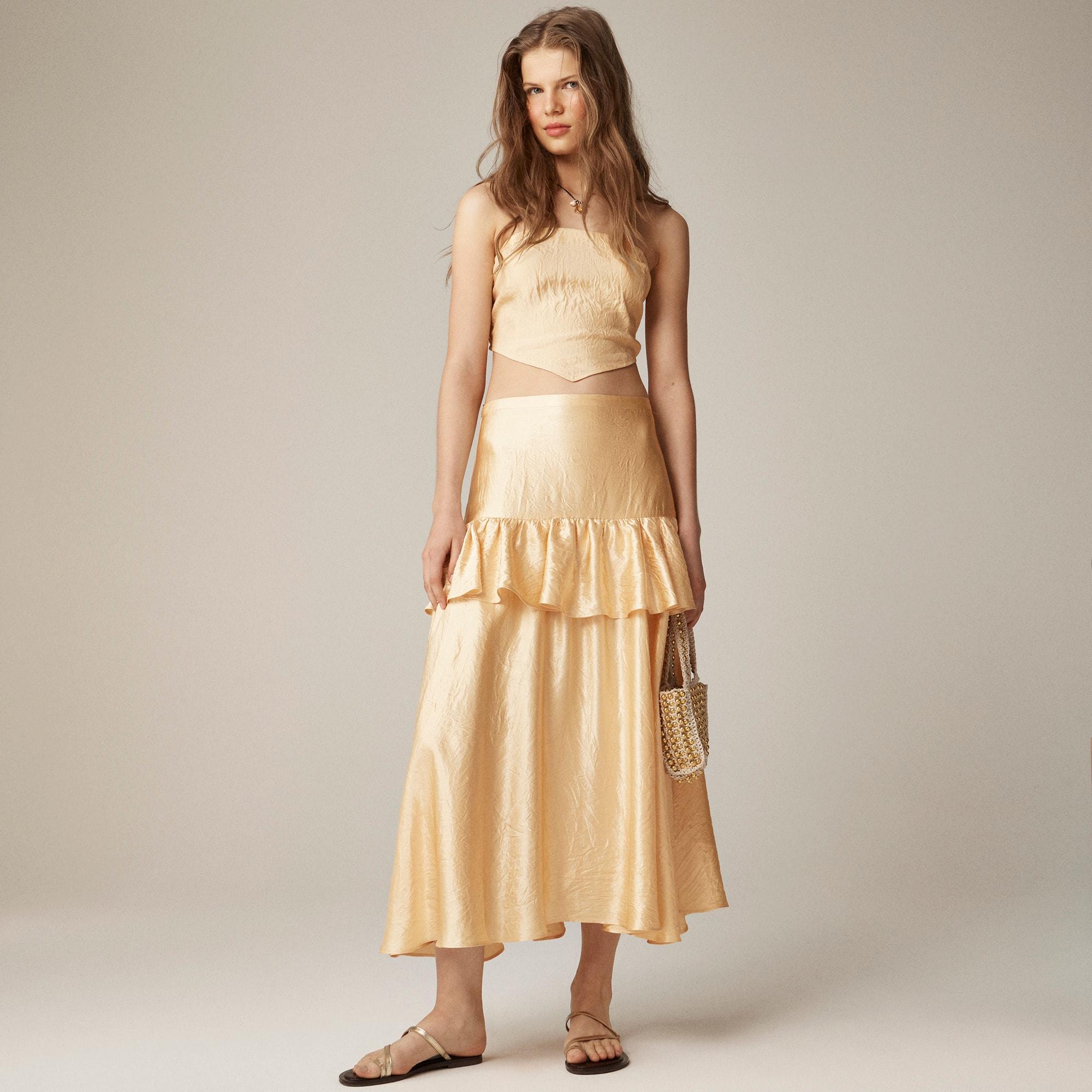 Tie-back tube top in textured satin Product Image