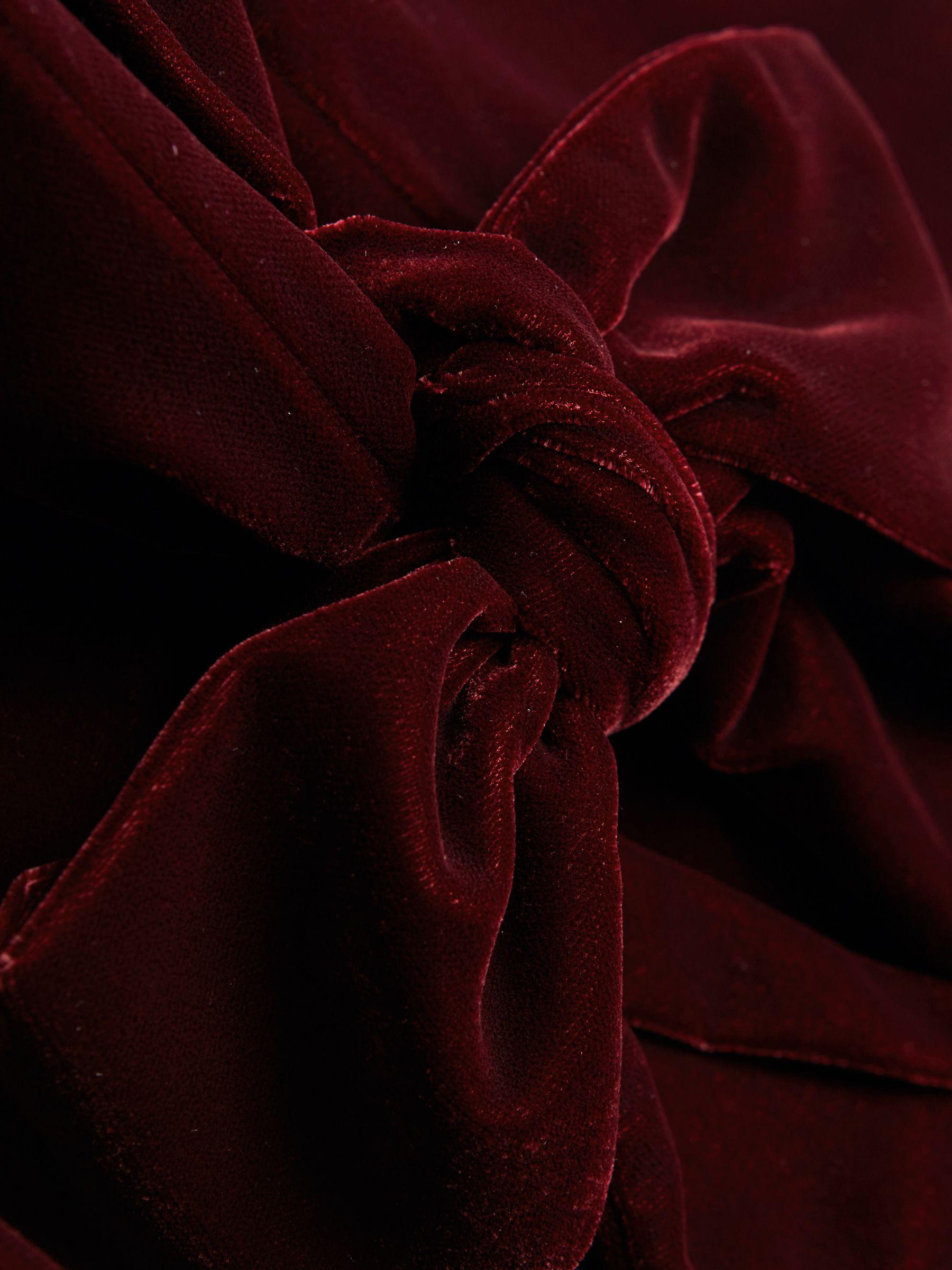 Florere Velvet Tie Neck Midi Dress in Burgundy Product Image