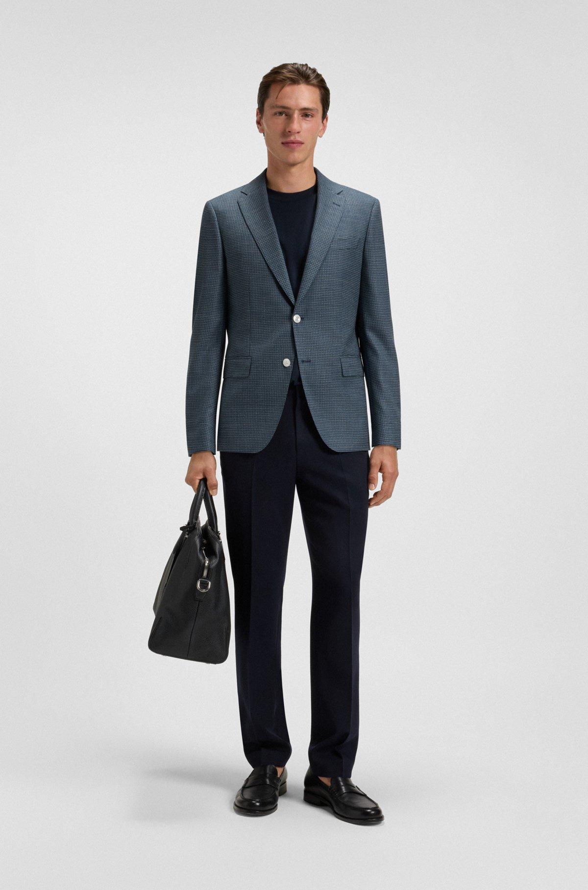 Patterned wool suit jacket with crease resistance Product Image