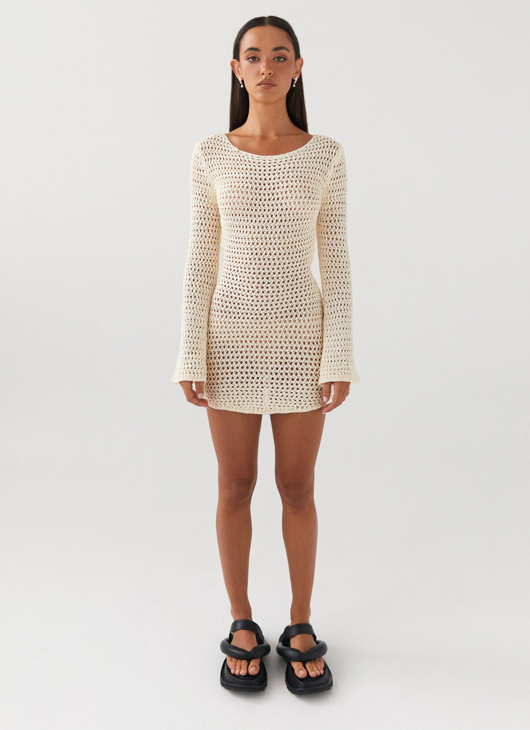 Down For The Ride Crochet Mini Dress - Ivory Product Image