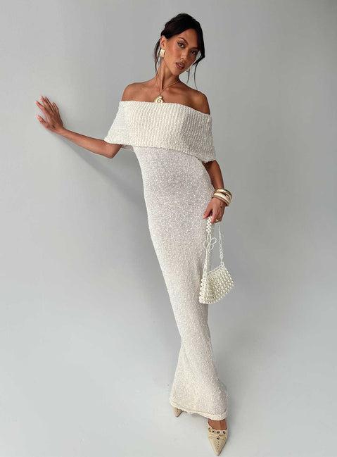 Nixen Strapless Knit Maxi Dress Cream Product Image