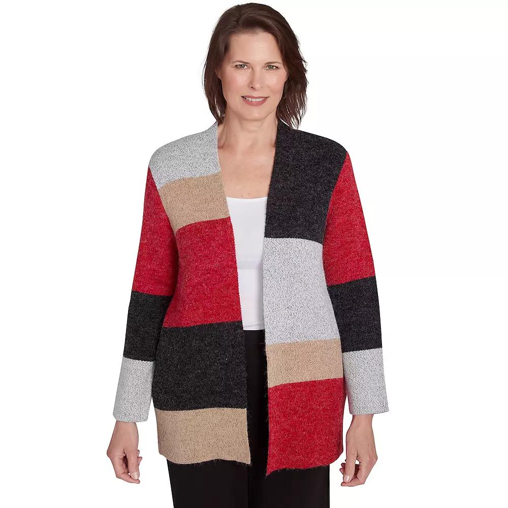 Women's Alfred Dunner Colorblock Cardigan Sweater, Size: Large, Multi Red Product Image