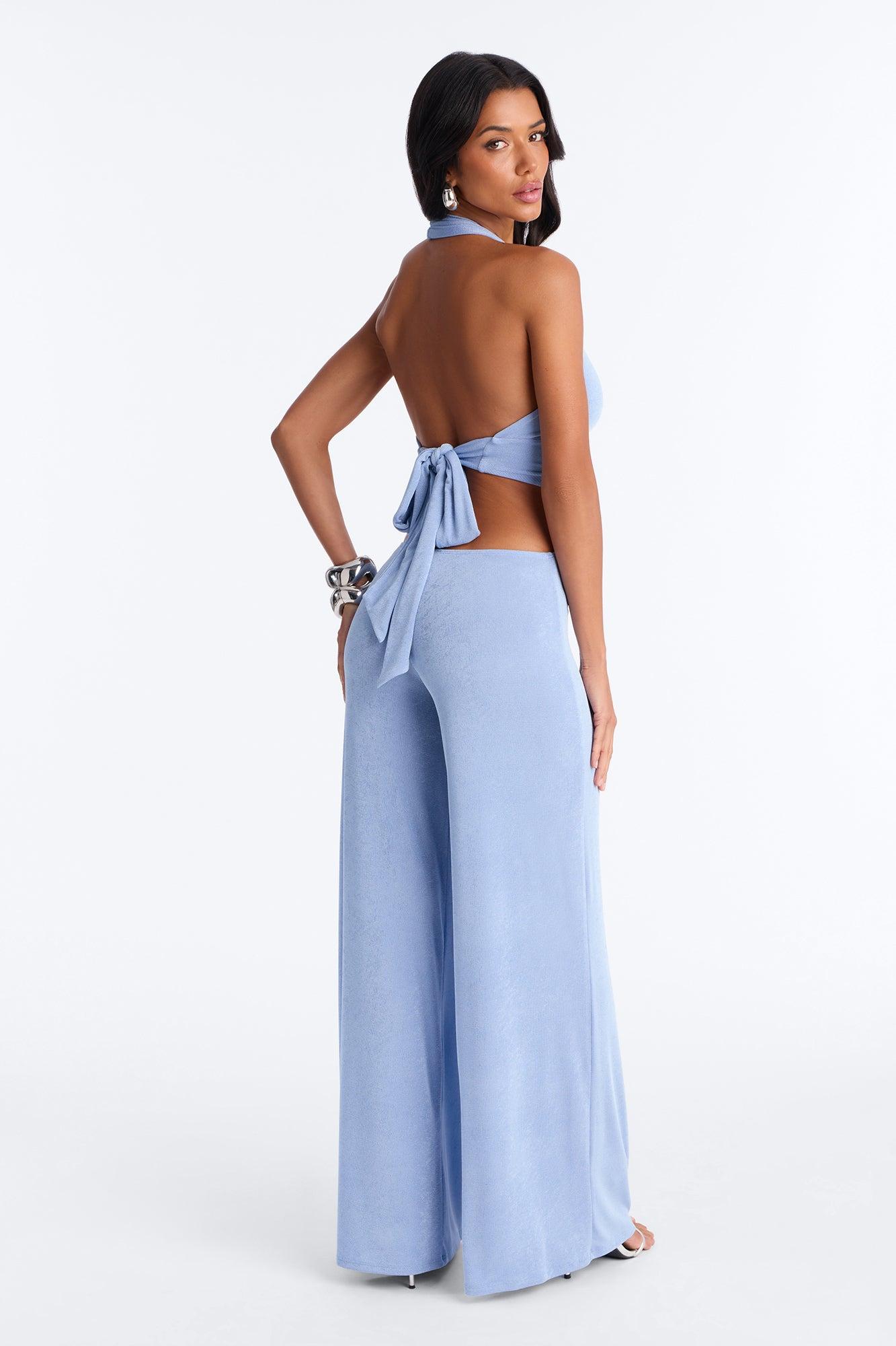 Full Effect Slinky Jumpsuit - Blue Female Product Image