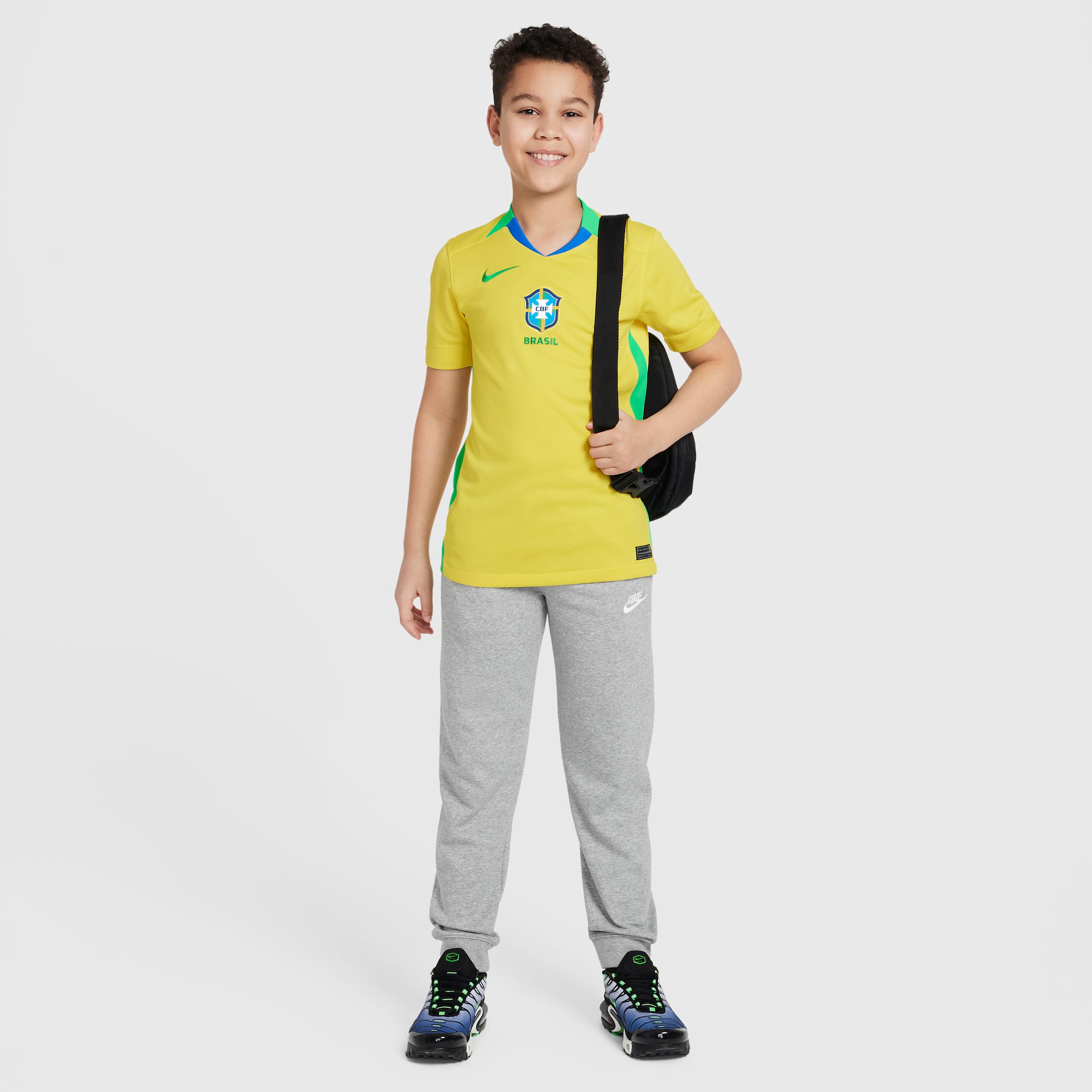 Brazil 2025 Stadium Home (Women's Team) Big Kids' Nike Dri-FIT Soccer Replica Jersey Product Image