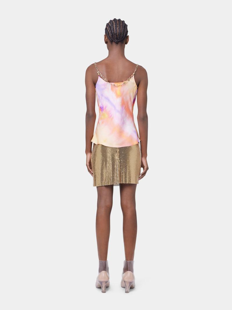 GOLD MINI SKIRT IN MESH Product Image