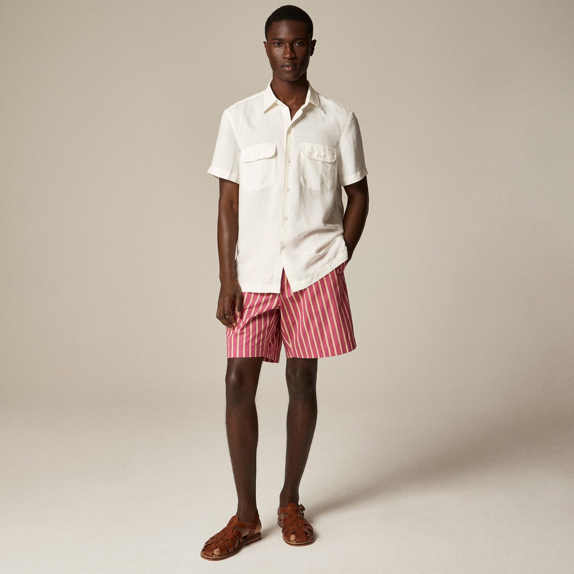 Short-sleeve viscose-linen blend shirt Product Image