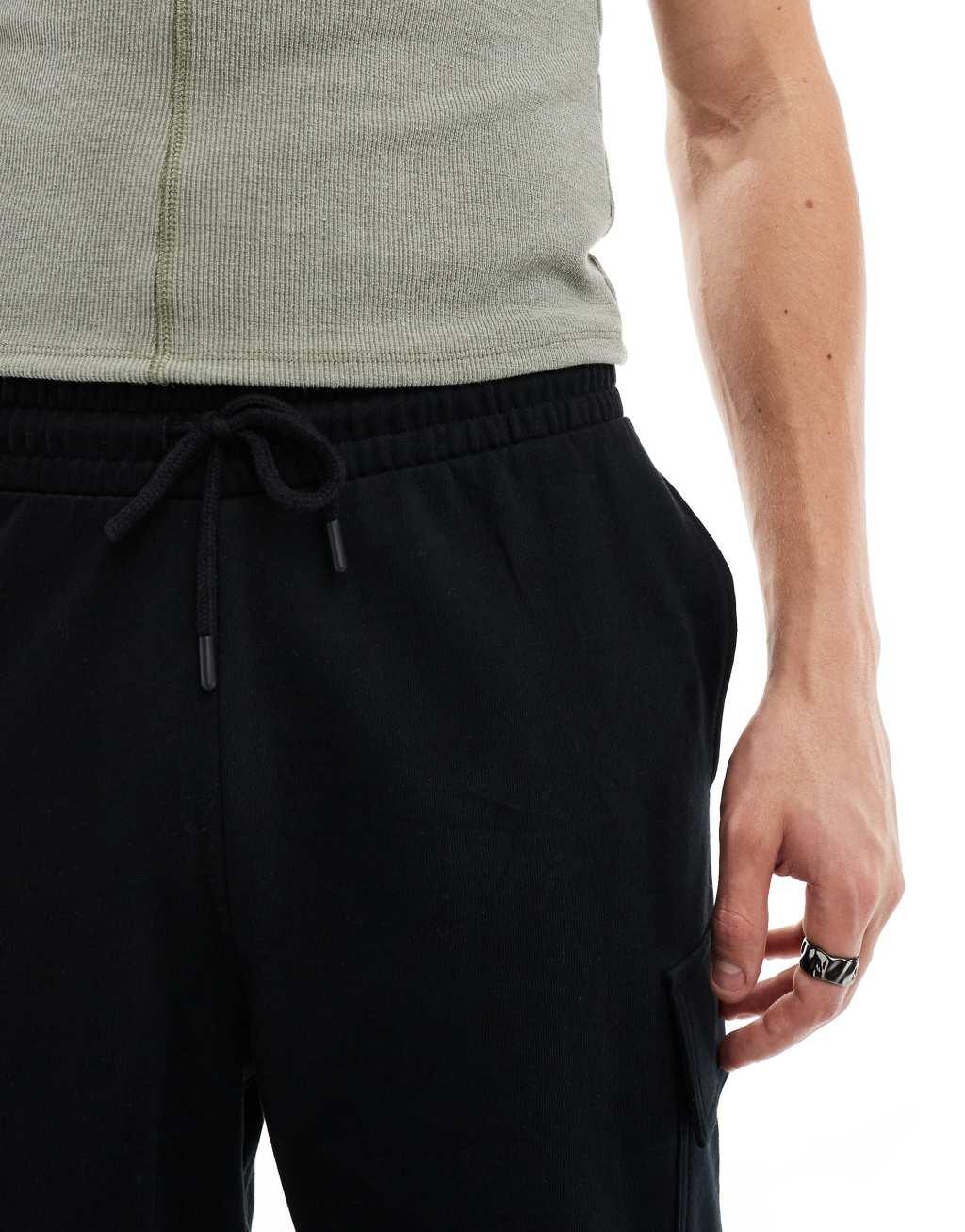 ASOS DESIGN slim cargo shorts in black  Product Image