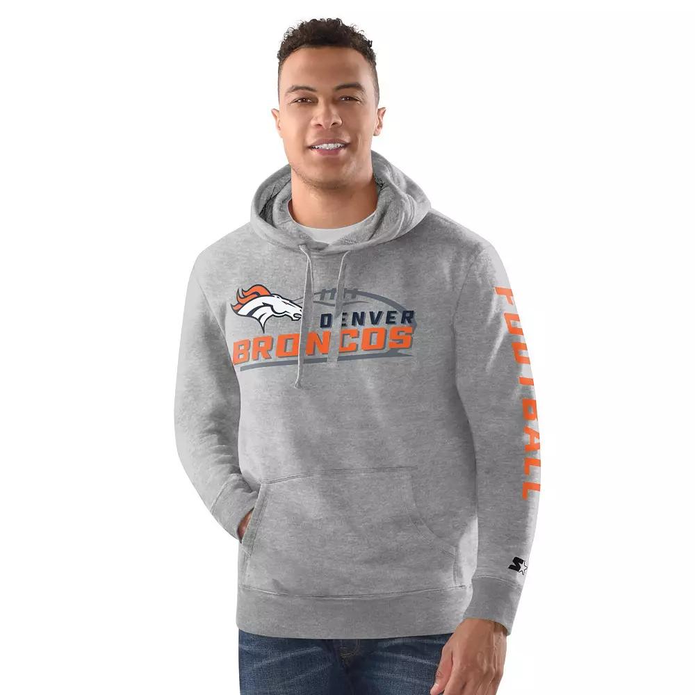 Men's Starter Heather Gray Denver Broncos Vintage Pullover Hoodie,  Product Image