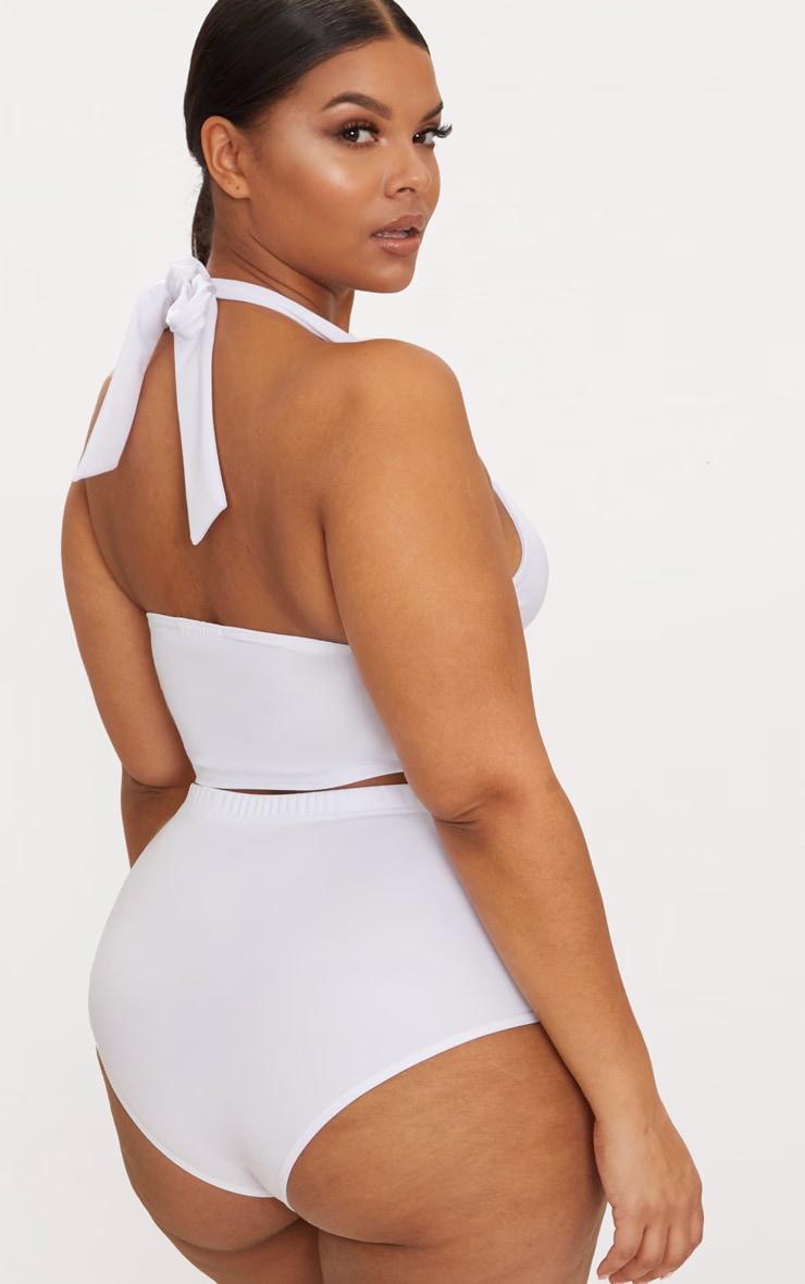 Plus White High Waist Halterneck Bikini Set Product Image