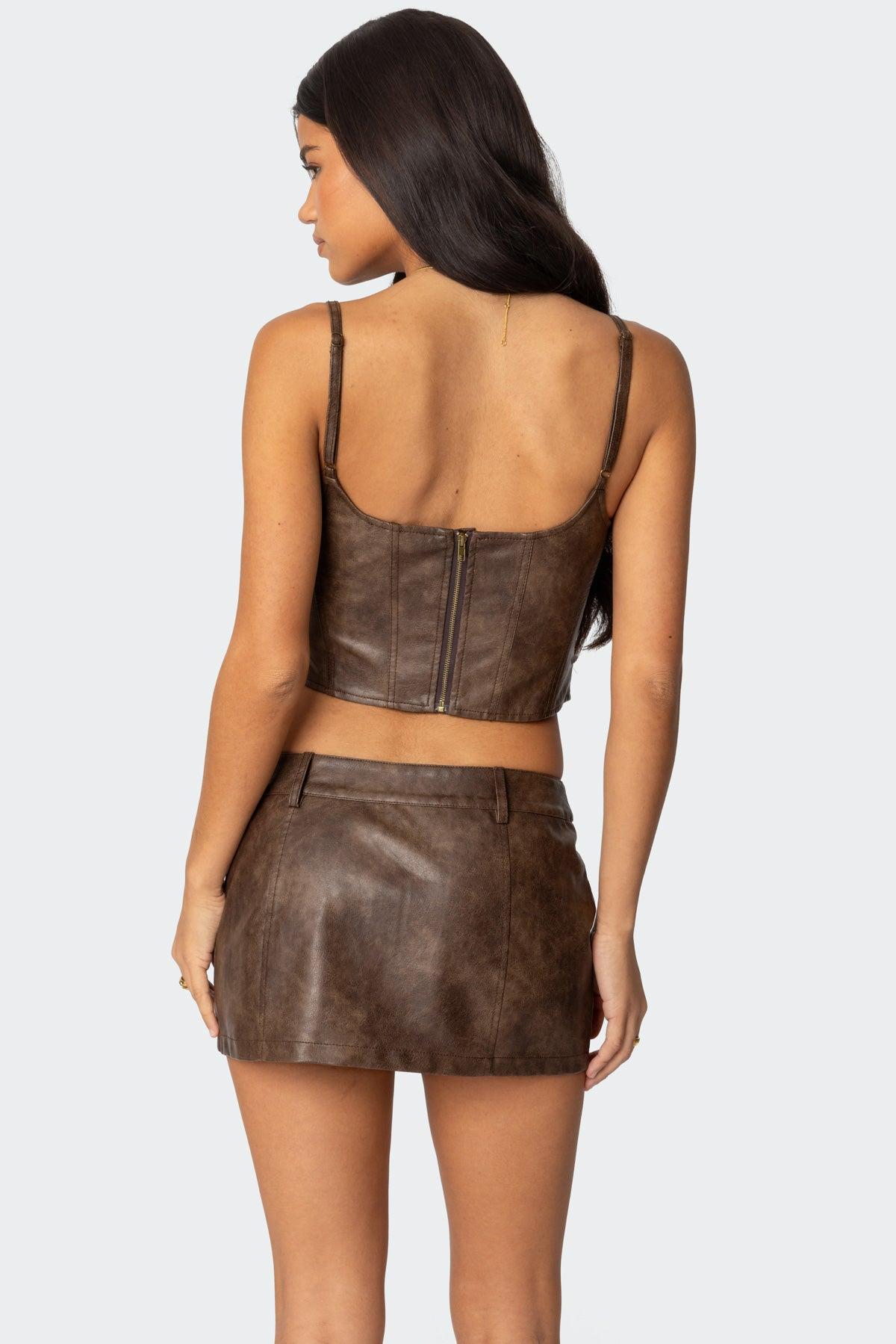 Scout Zip Up Faux Leather Corset Product Image