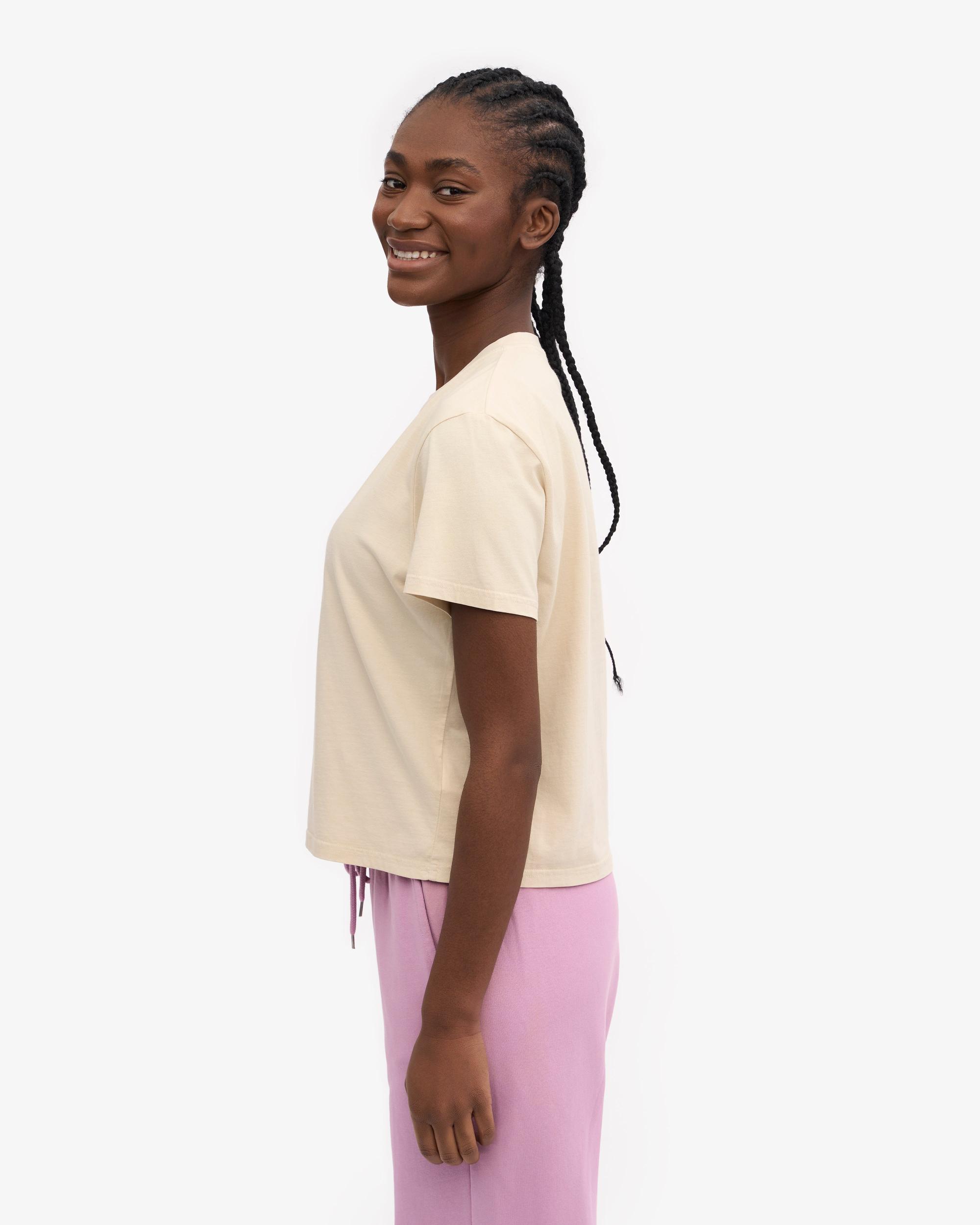 Organic Boxy Crop Tee - Ivory White Product Image