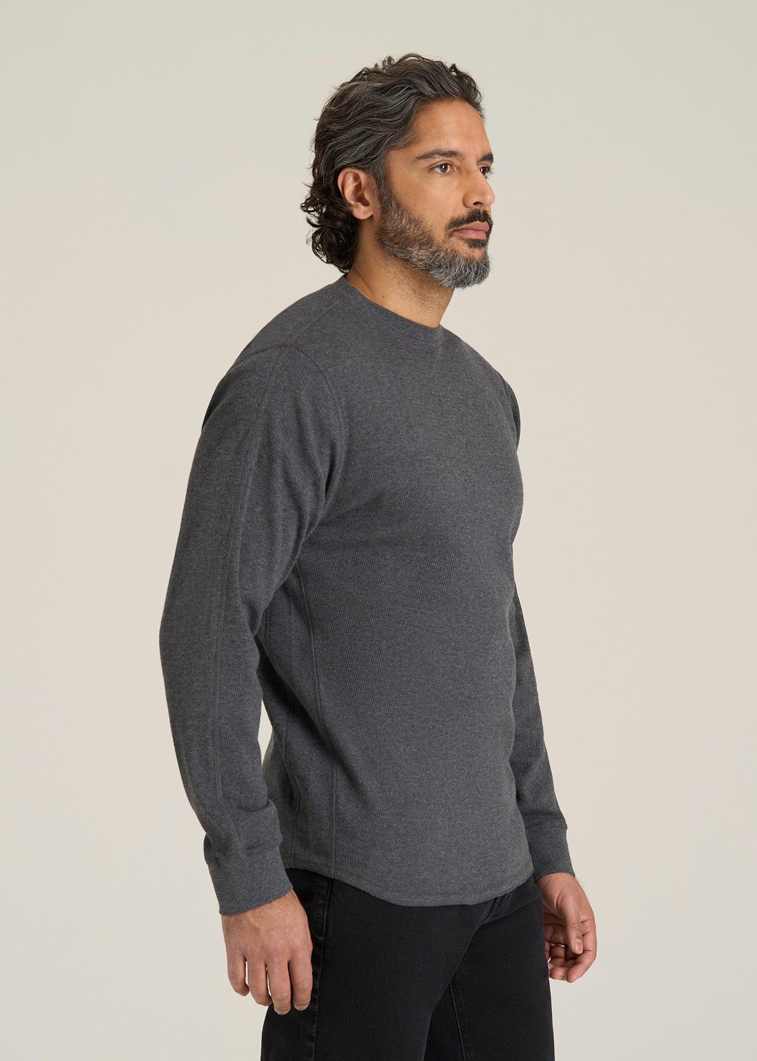 Double Honeycomb Thermal Crewneck  for Tall Men in Charcoal Mix Male Product Image