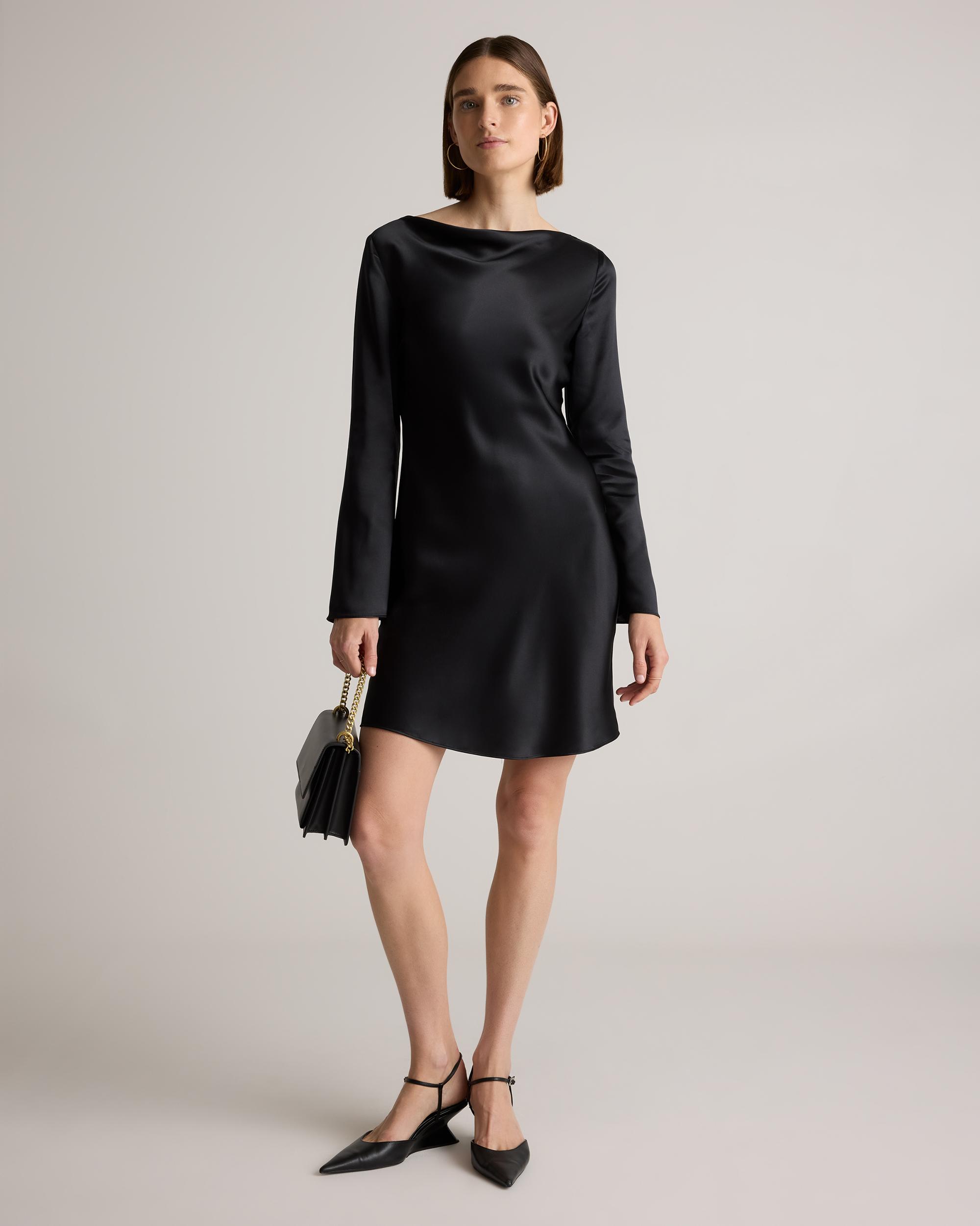 Quince | Women's Long Sleeve Mini Dress Silk Product Image