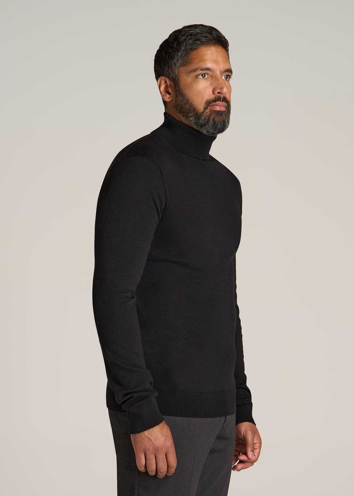 Turtleneck Sweater for Tall Men in Black Male Product Image