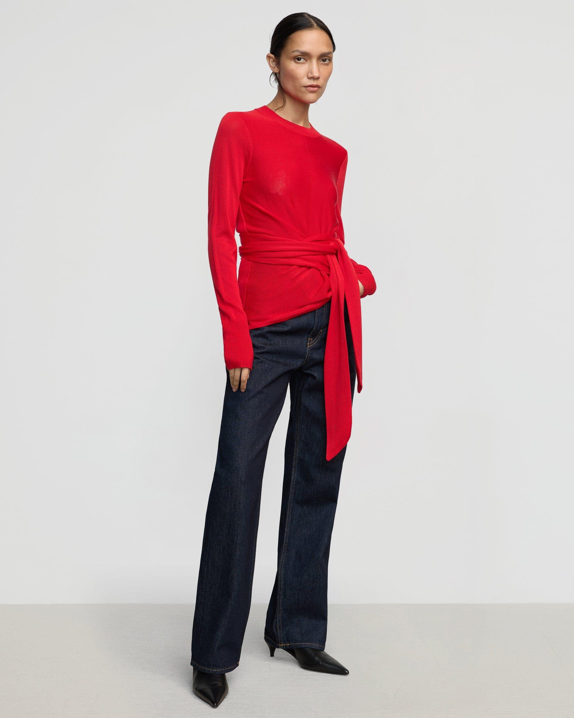 Robin Tie-Front Tencel-Wool Sweater Product Image