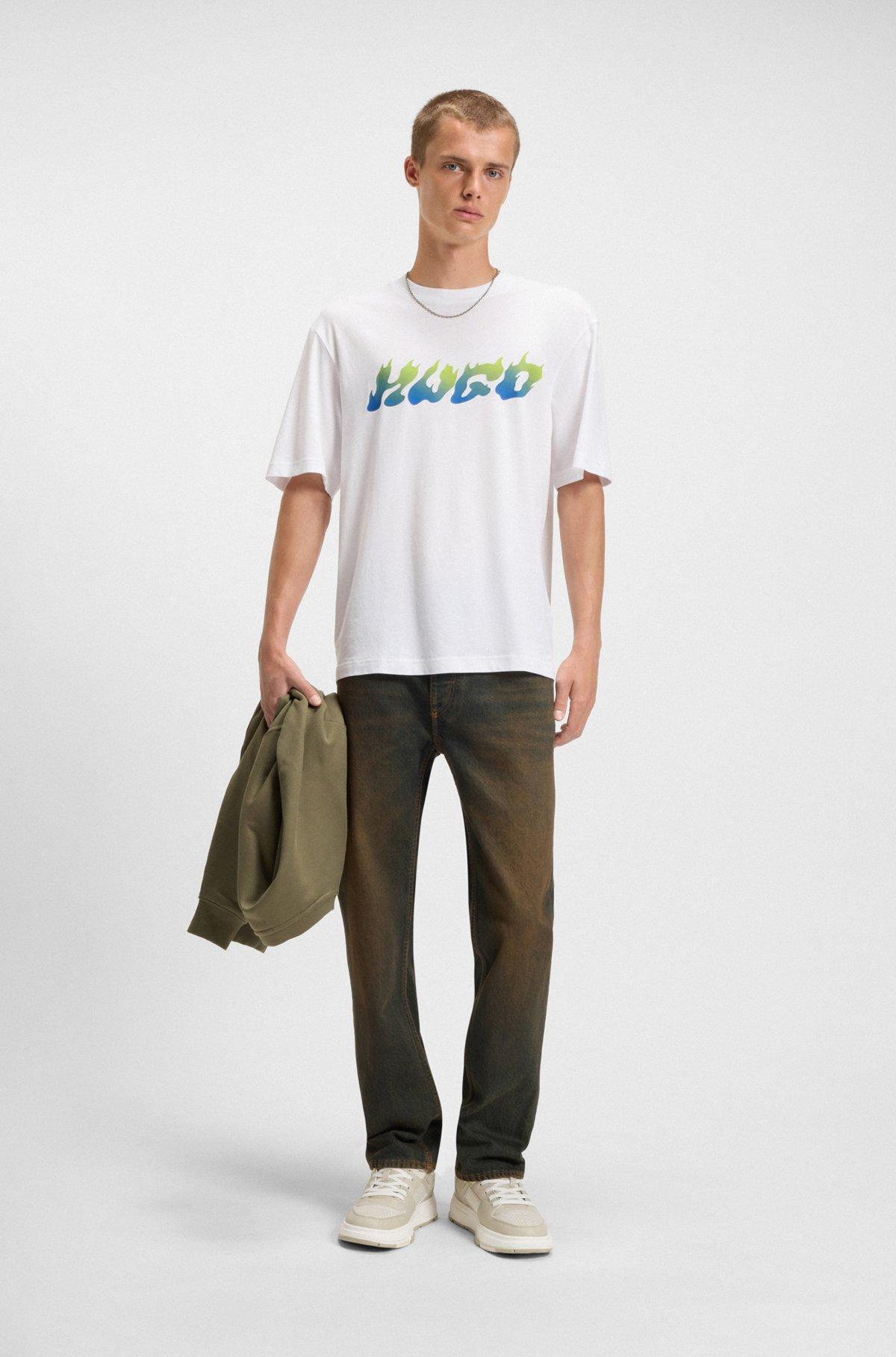 Cotton-jersey top with mixed-print artwork Product Image