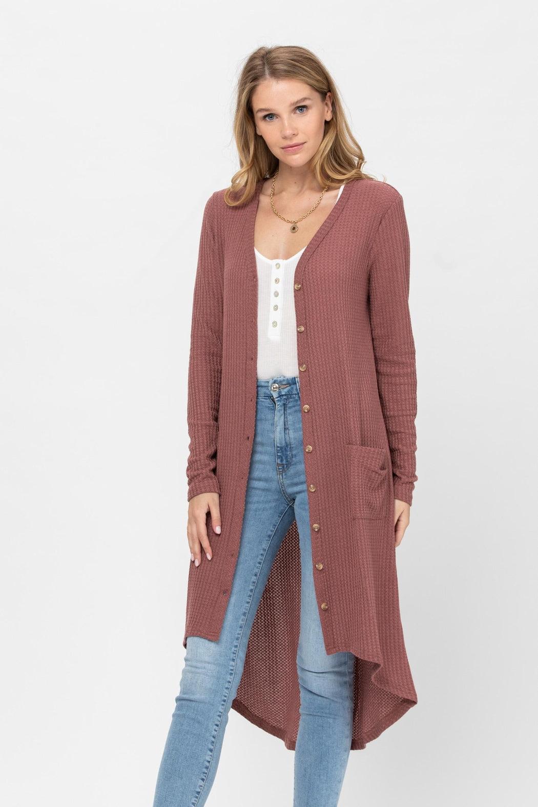 Button Down Solid Color Knit Cardigans With Pockets Product Image