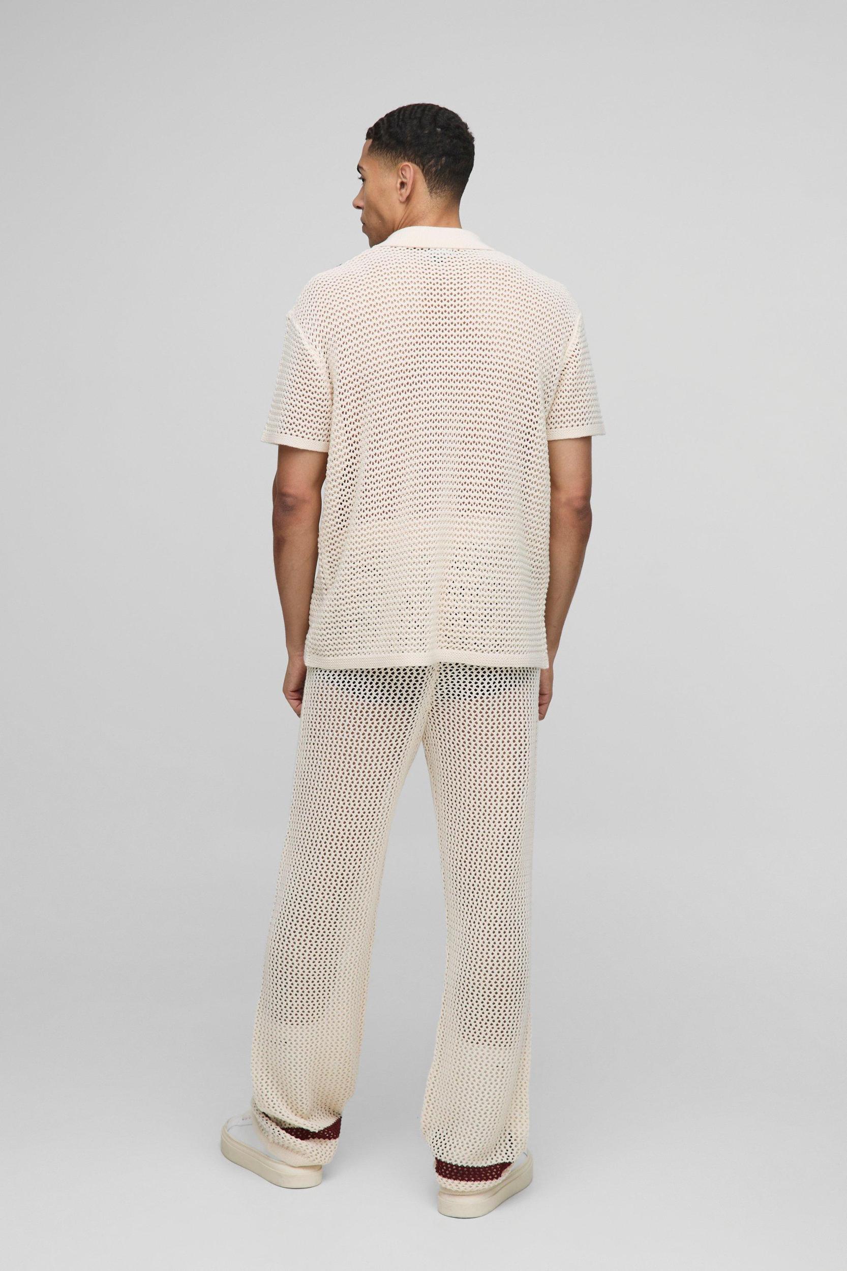 Relaxed Fit Open Stitch Stripe Detail Knitted Sweatpants | boohooMAN USA Product Image