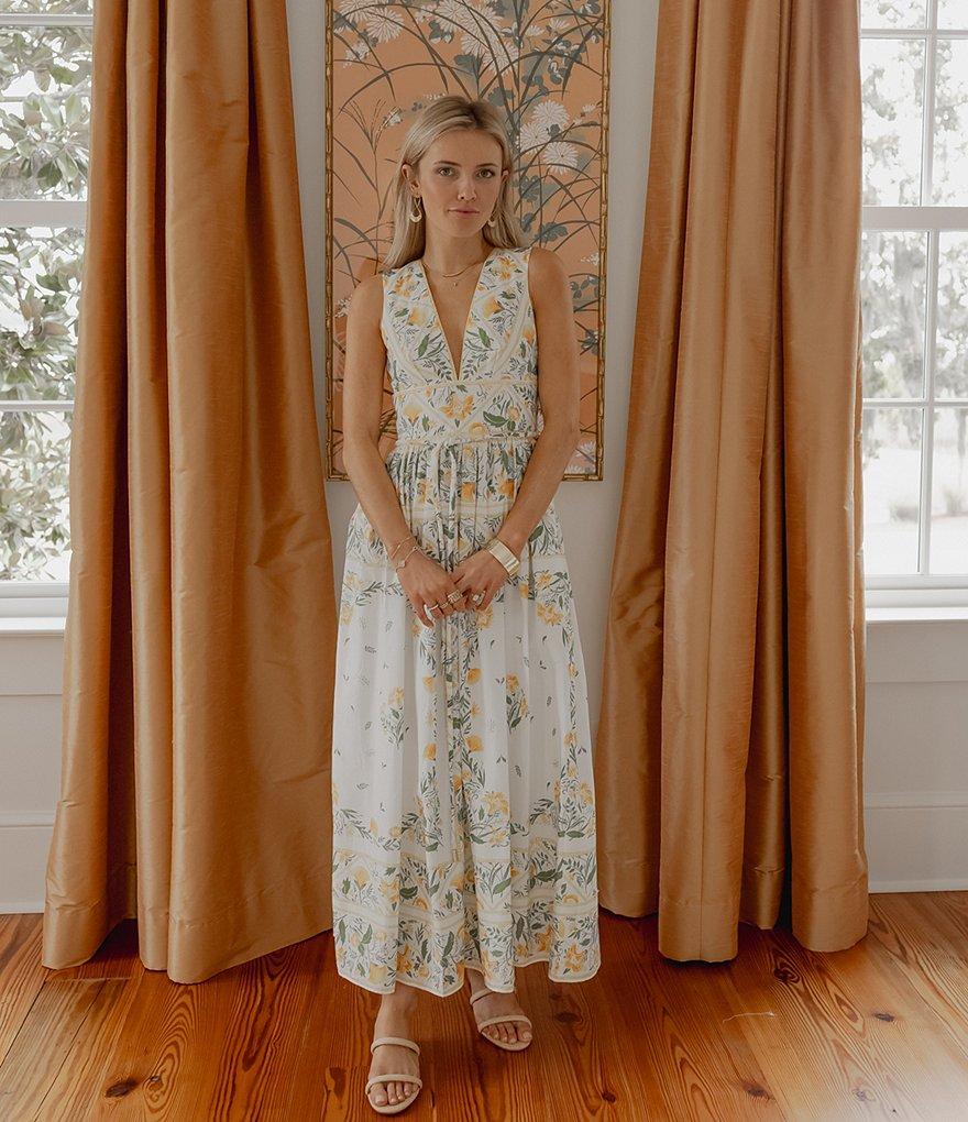 Antonio Melani x Style by Simkins Hannah Poplin V-Neck Sleeveless Belted Maxi Dress Product Image