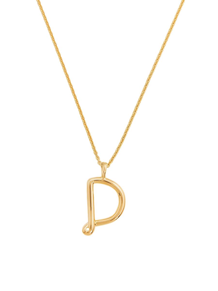 Womens 18K-Yellow-Gold Vermeil Curly Molten Initial Pendant Necklace Product Image