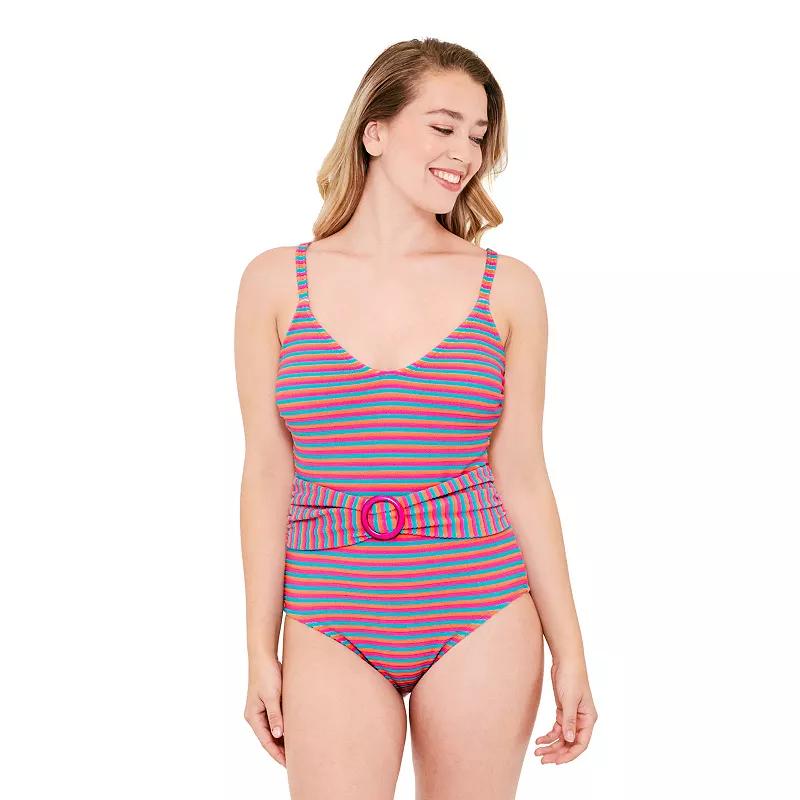 Women's Freshwater Belt Front Cami Halter One-Piece Swim Suit,  Product Image