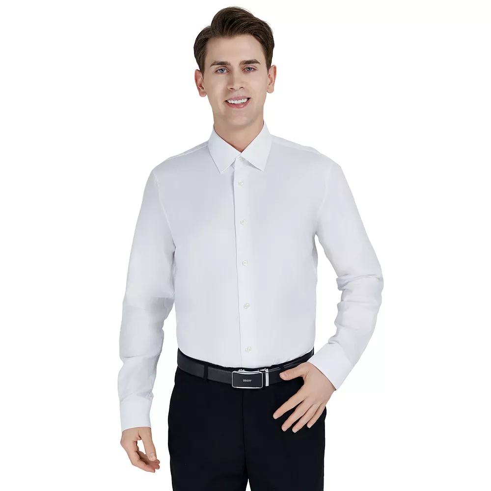 Men's Bespoke Classic-Fit Textured Easy Care Dress Shirt,  Product Image