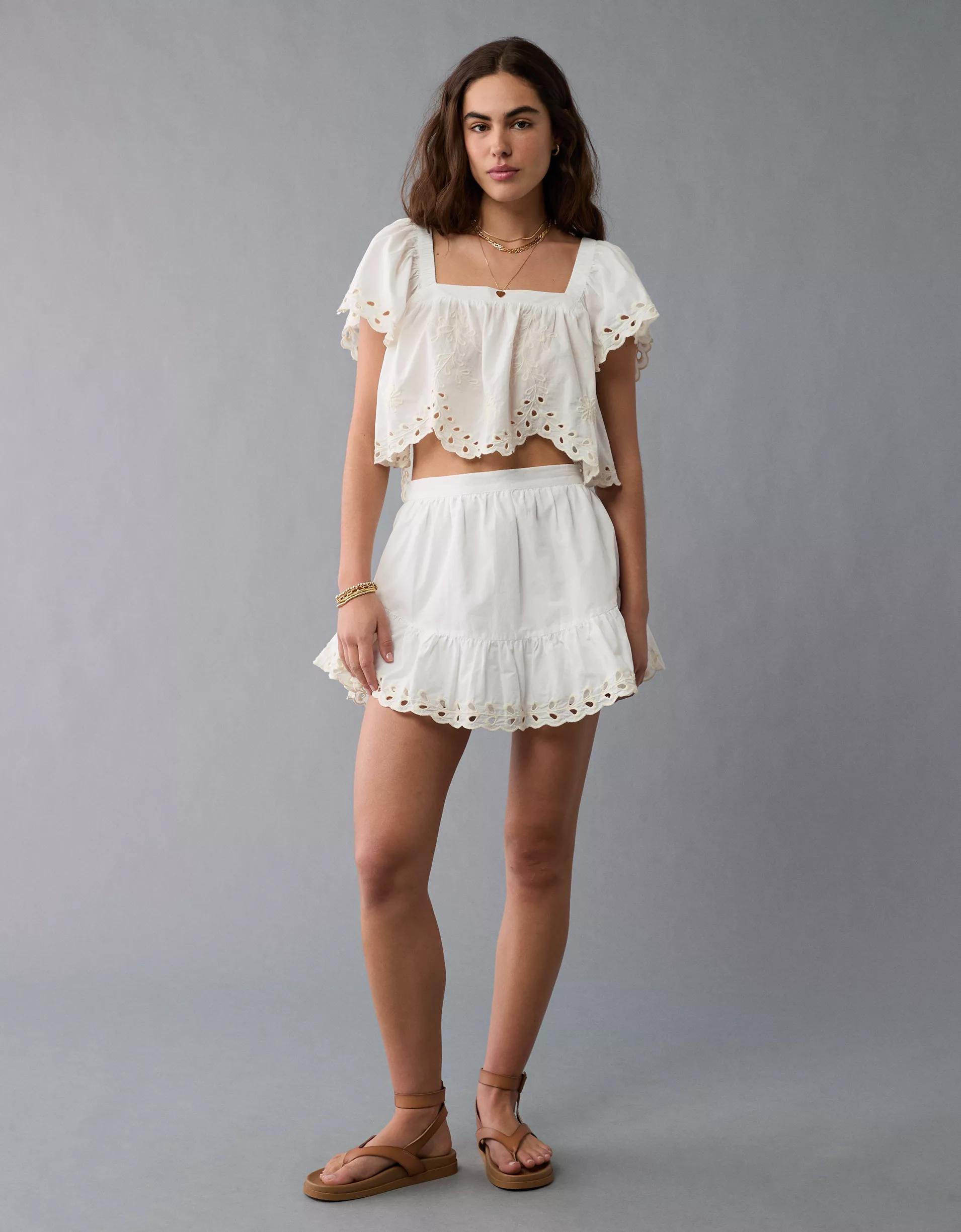AE Tie Back Eyelet Crop Top Product Image