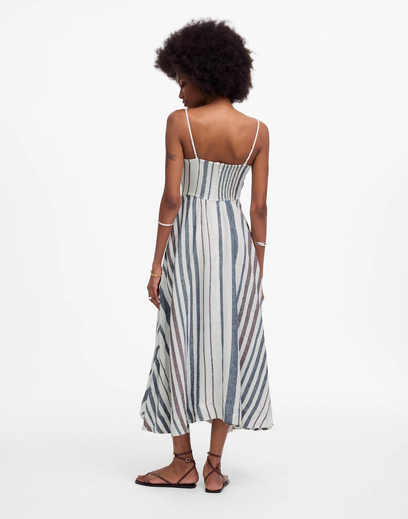 Striped Circle Maxi Dress in 100% Linen Product Image