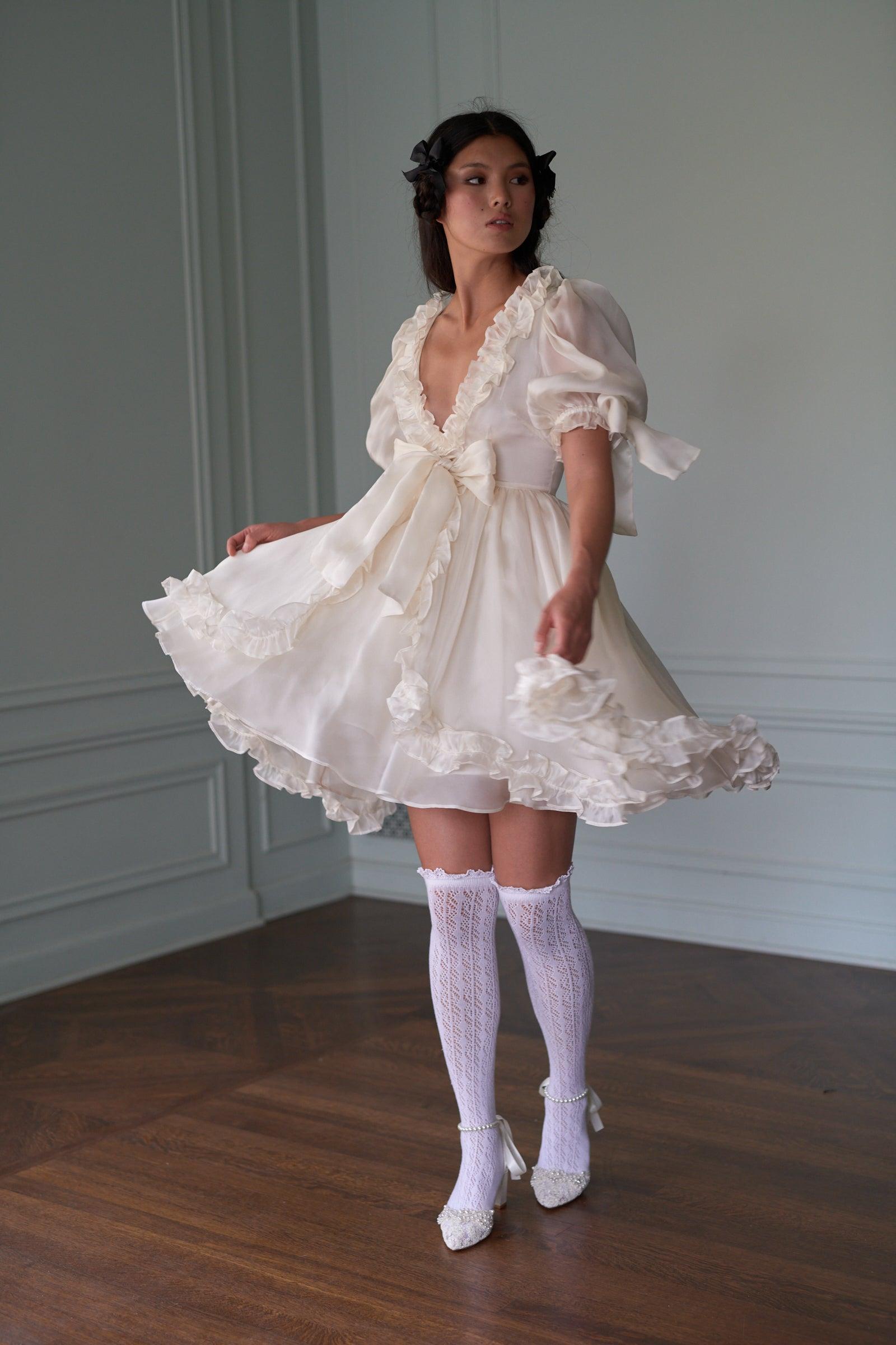 The Silk Satin Ivory Marie Dress Product Image