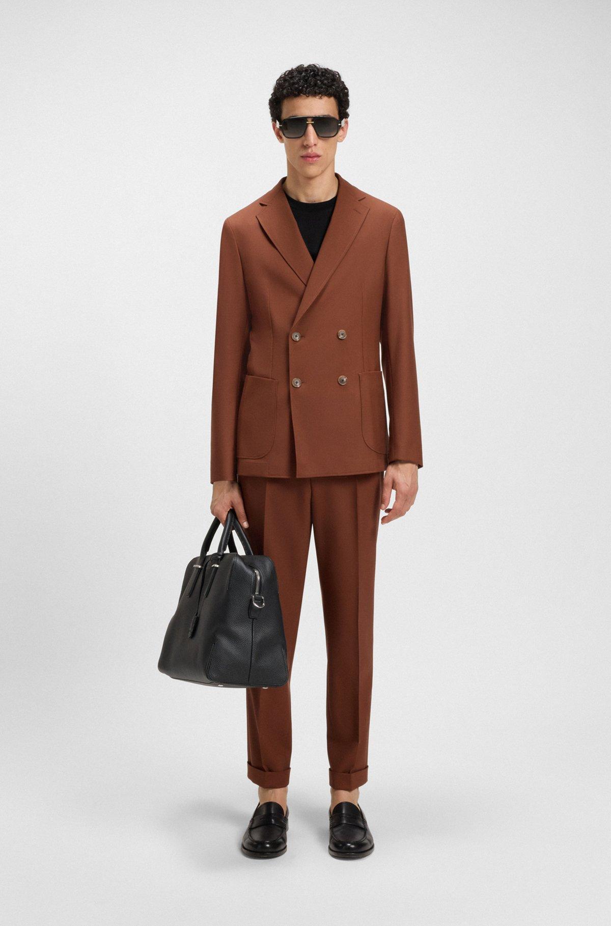 BOSS - Regular-fit T-shirt in cotton with monogram print - Black Product Image