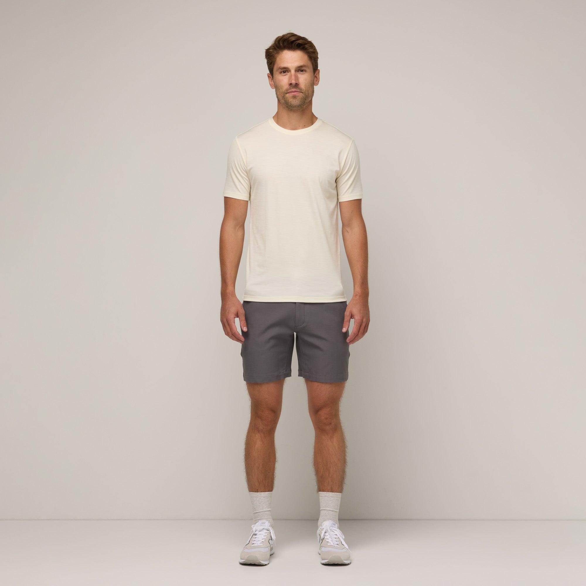 Merino Wool Stretch Canvas Shorts | Walnut Product Image