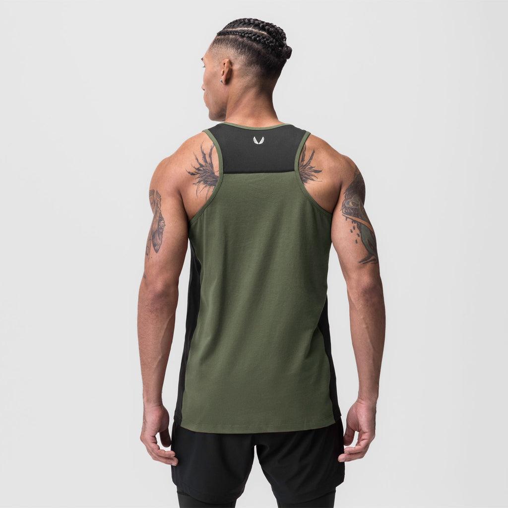 0809. Supima® Mesh Panel Training Singlet - Olive Product Image