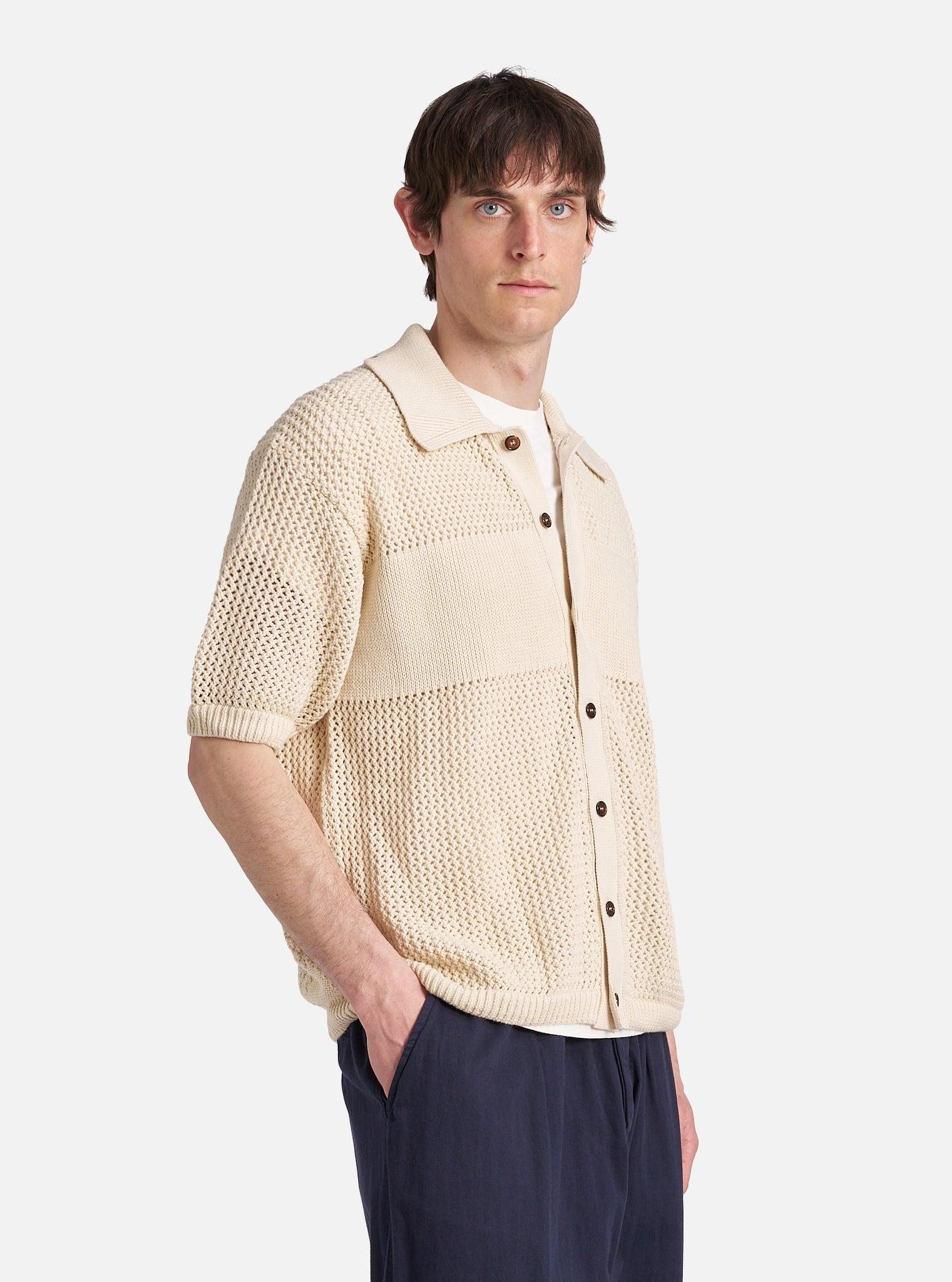 Universal Works S/S Knit Shirt in Ecru Open Knit Product Image