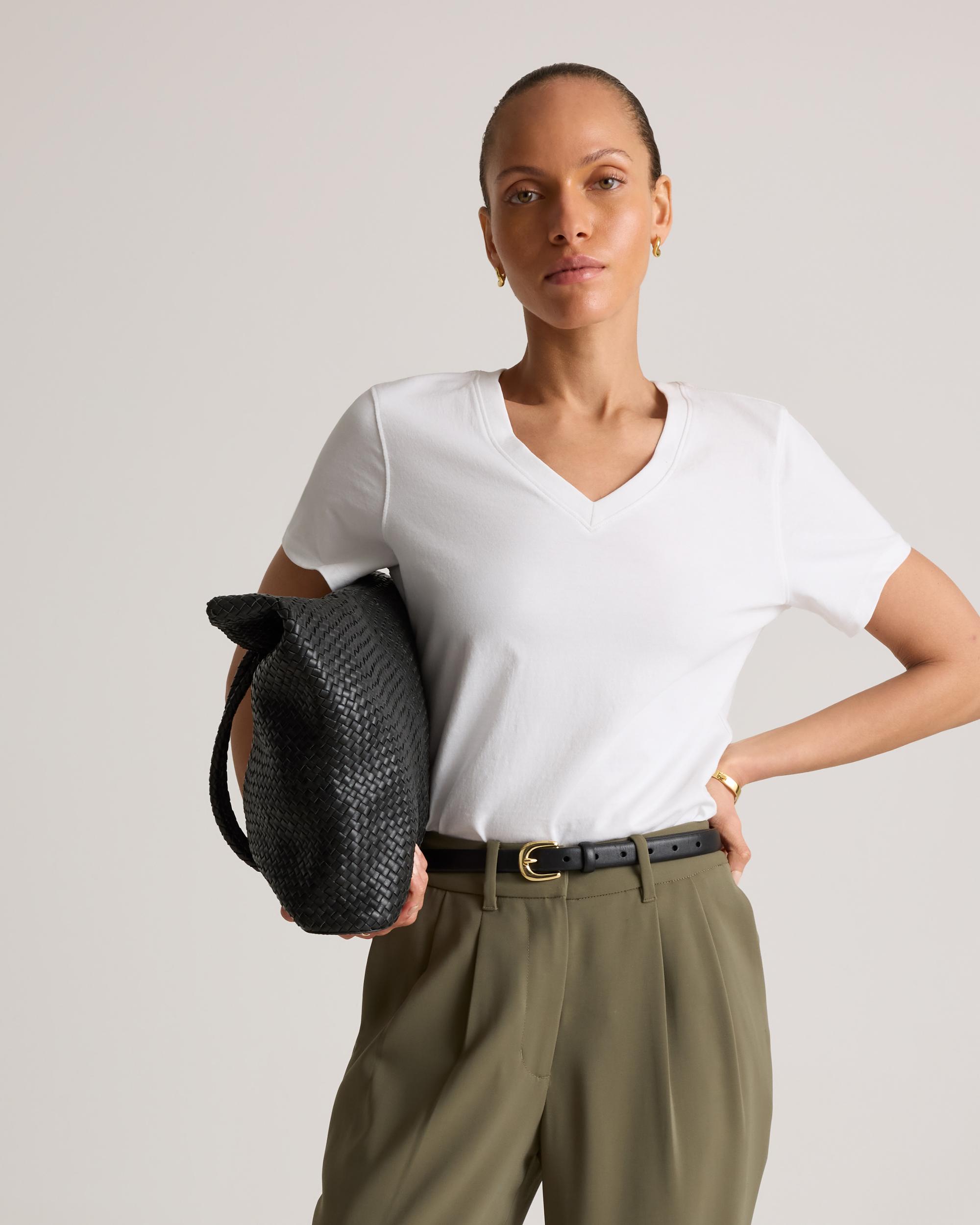 Quince | Women's Boxy V-Neck T-Shirt Organic Cotton Product Image