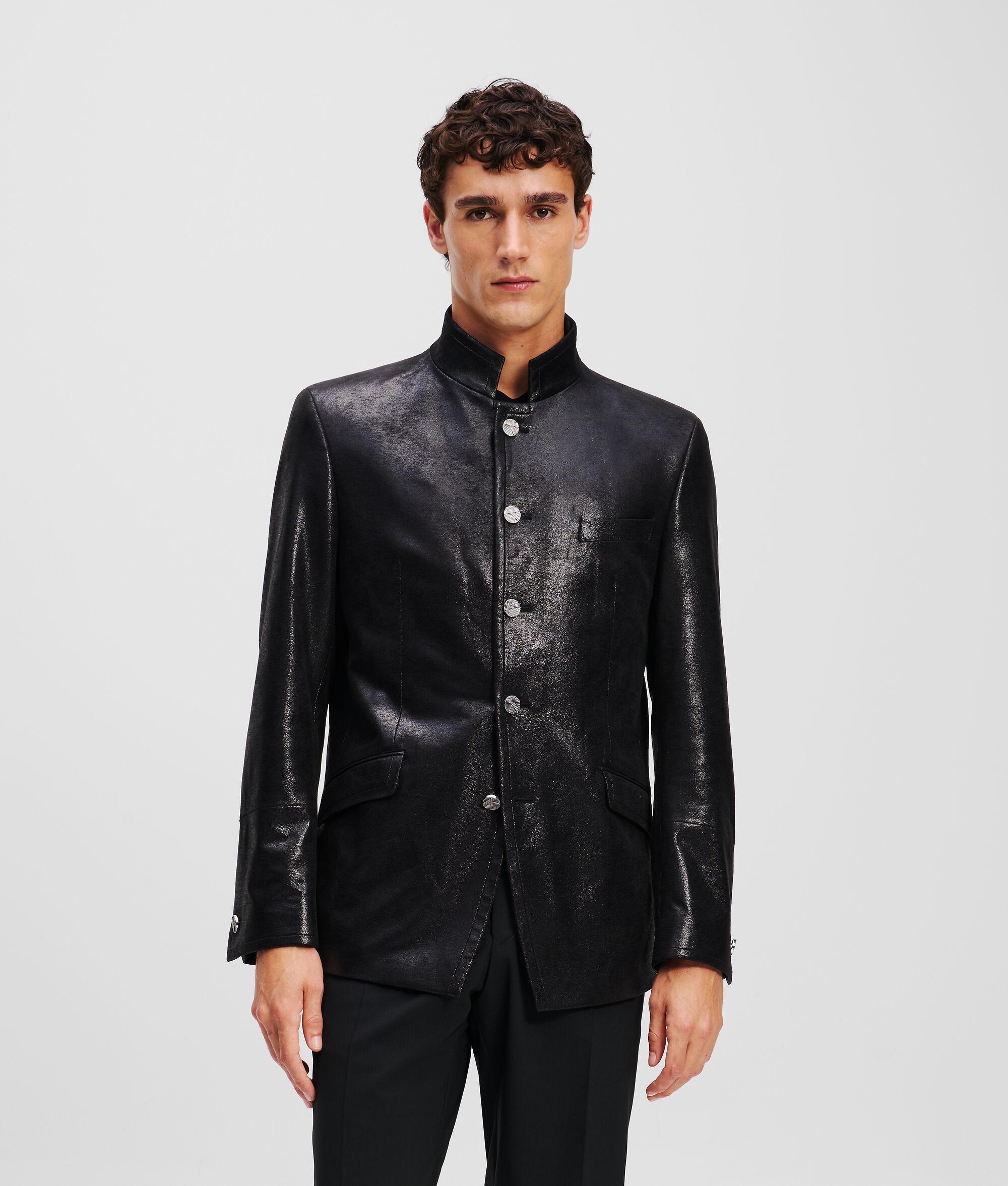 FAUX-LEATHER STAND-UP COLLAR JACKET Product Image