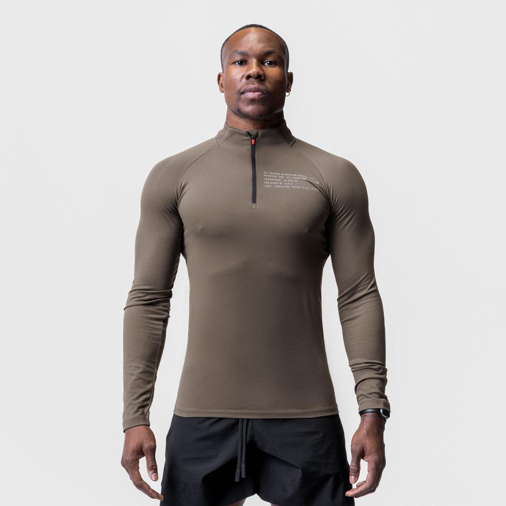 0725. Core Fitted Quarter Zip - Deep Taupe Product Image
