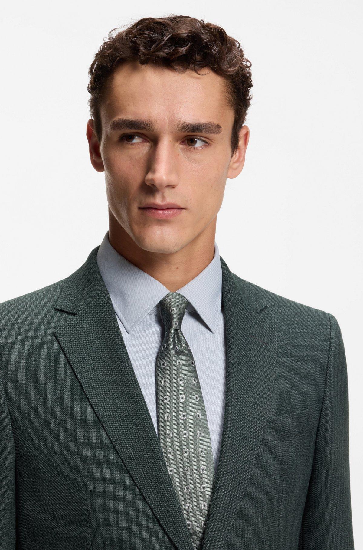Patterned slim-fit jacket in stretch wool Product Image