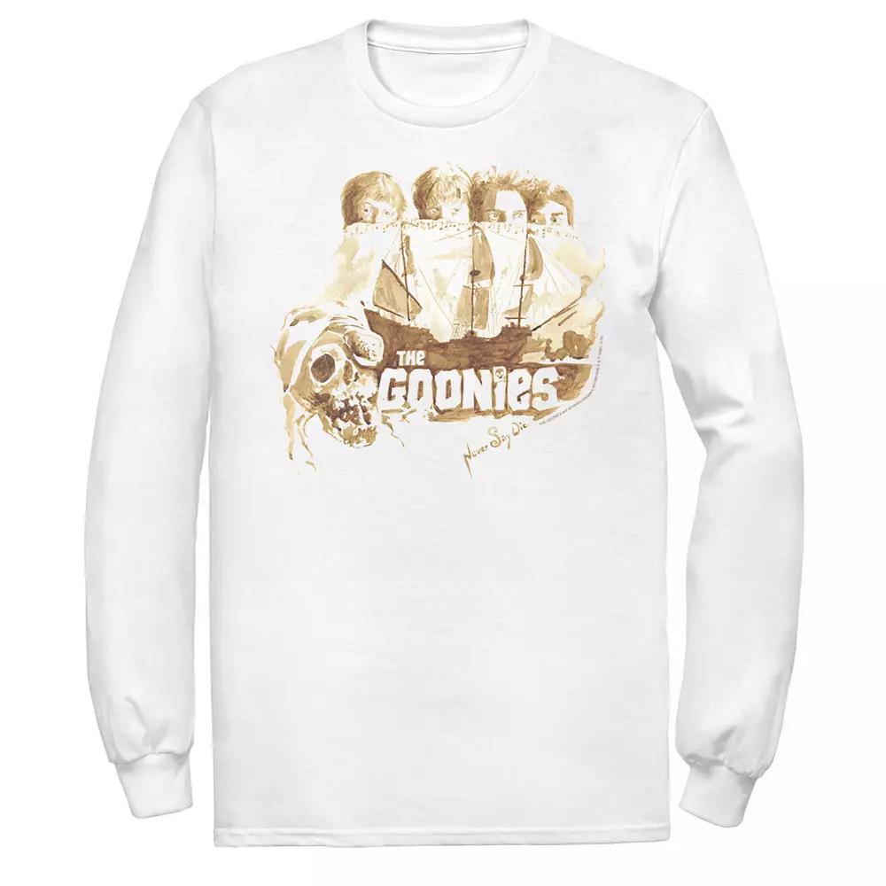 Men's The Goonies Group Shot Behind Ship Portrait Tee, Size: XL, White Product Image