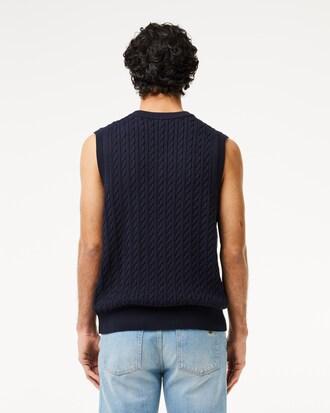 Cable Knit Cotton Sweater Vest Product Image