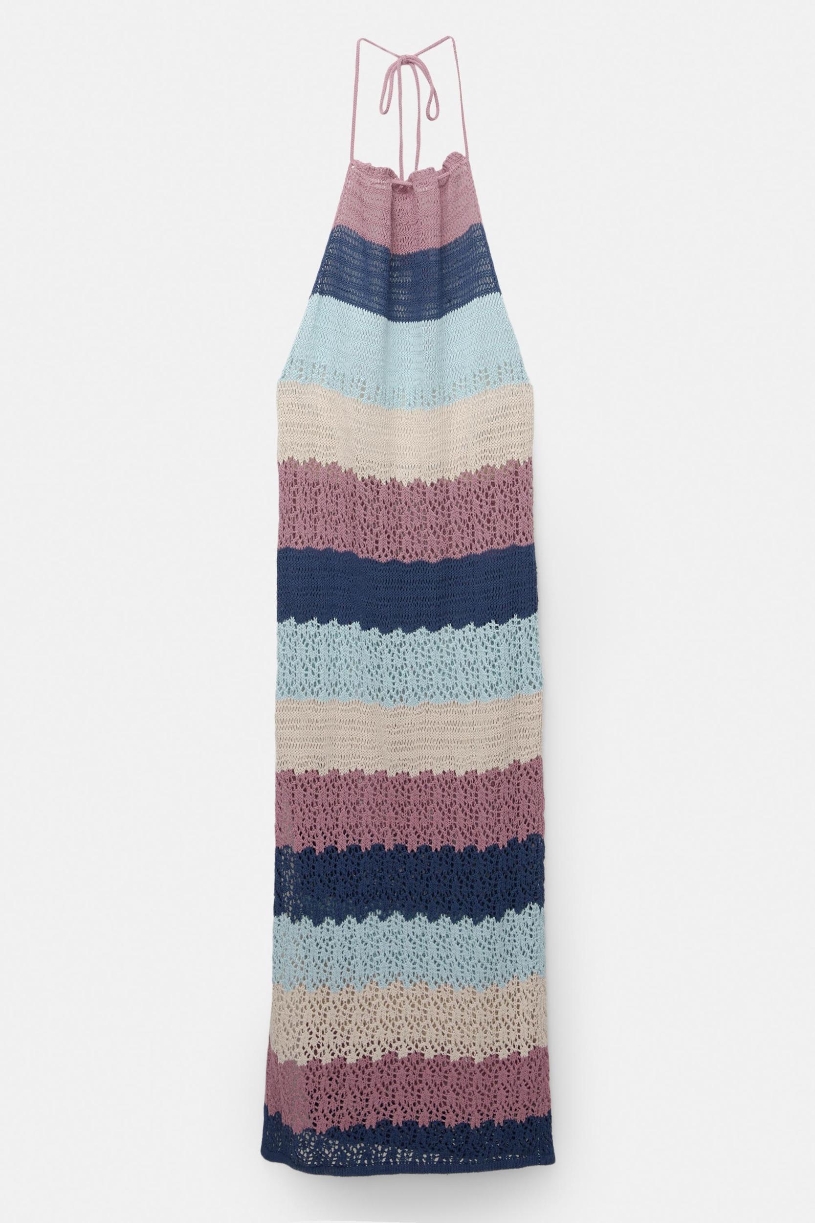 Striped crochet midi dress Product Image