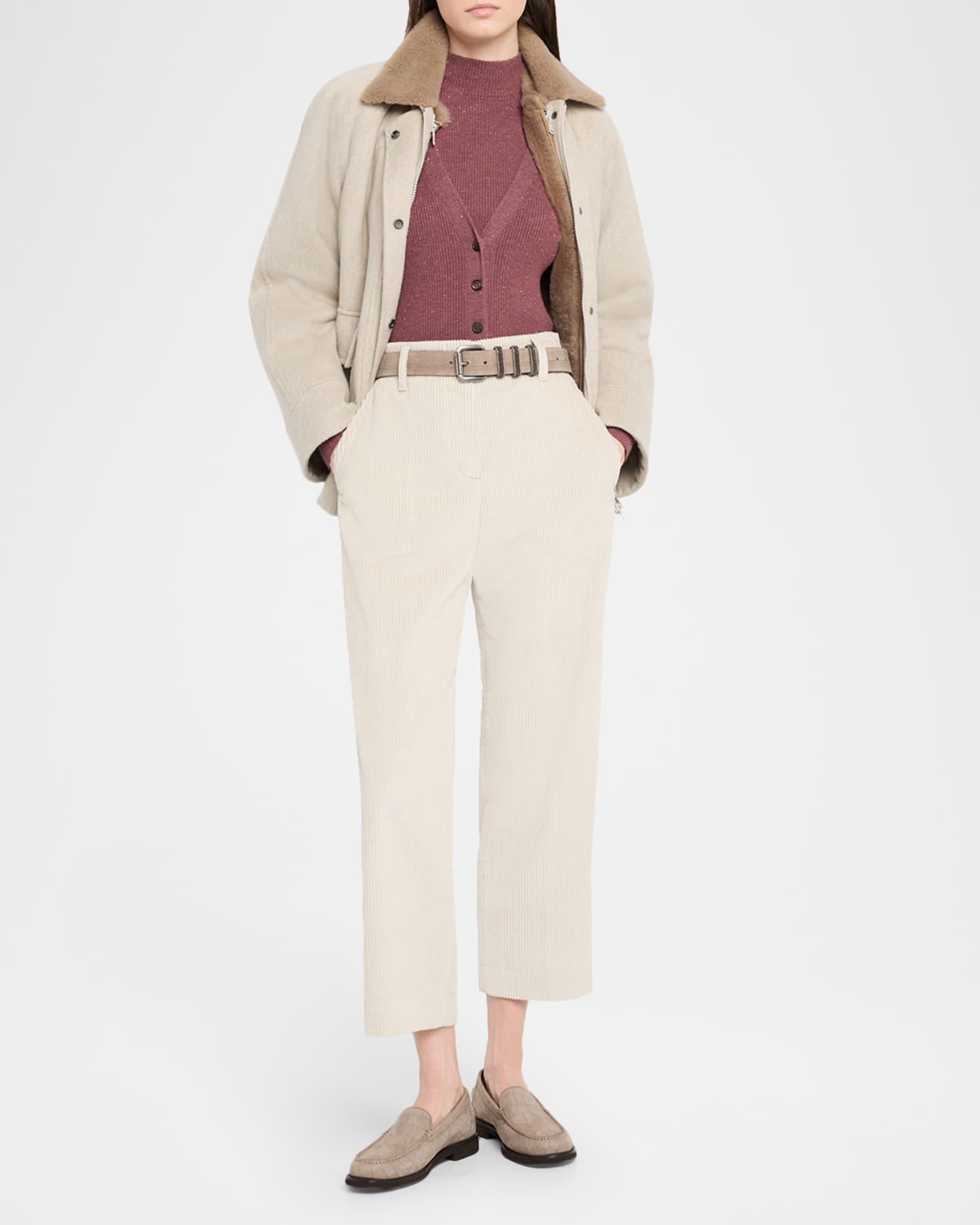 Metallic Cashmere Rib Knit V-Neck Cardigan Product Image