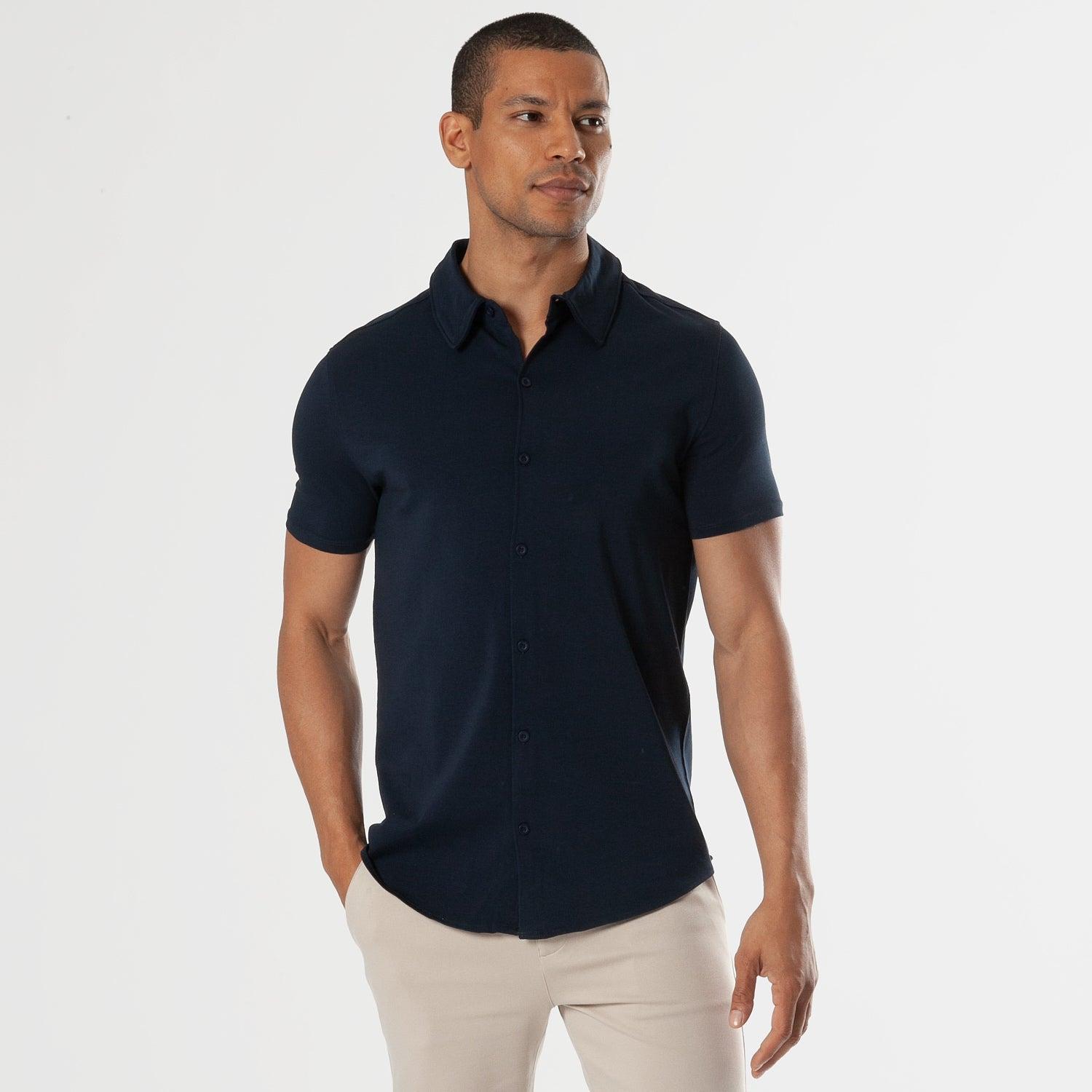 Navy Short Sleeve Knit Shirt Product Image