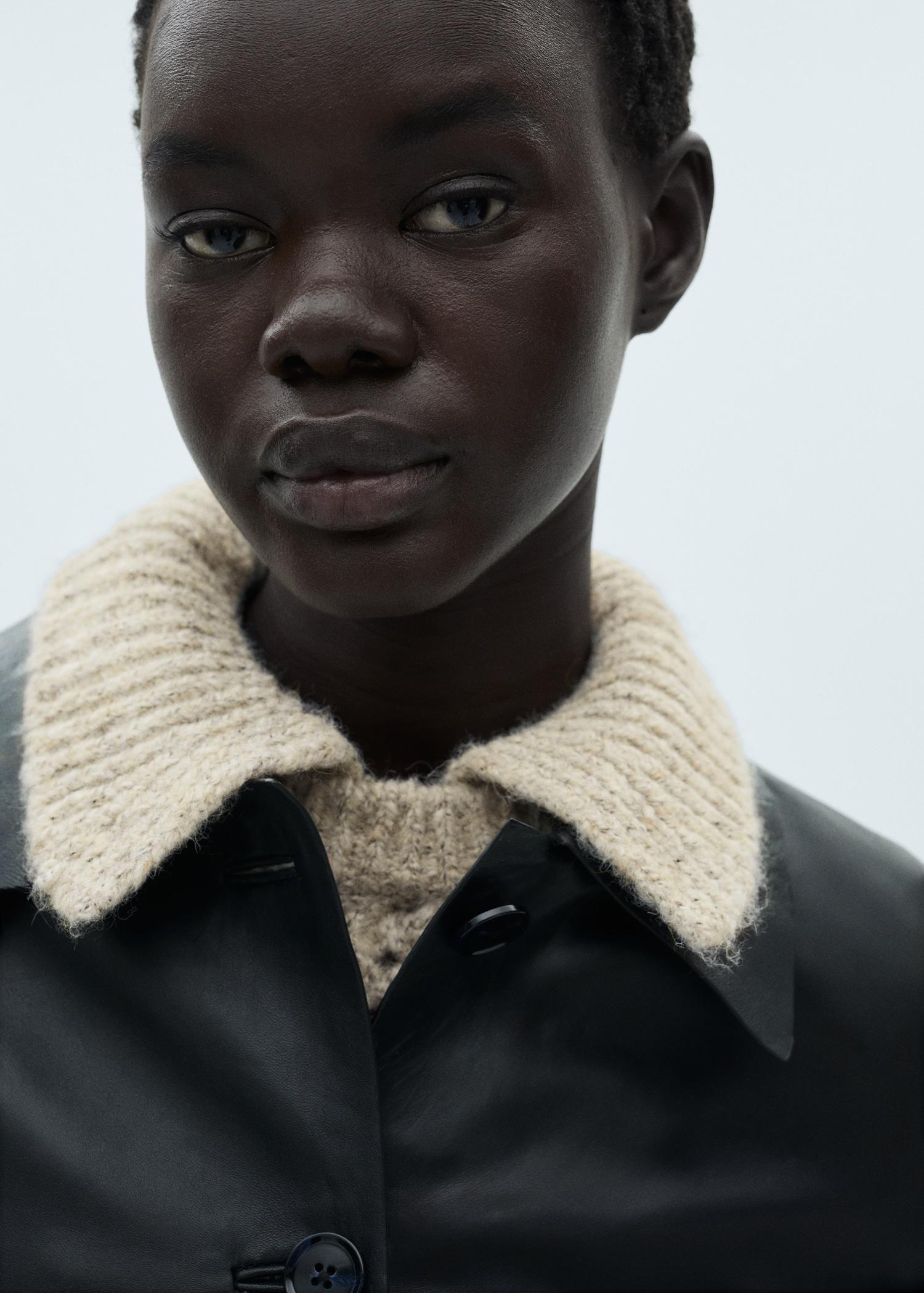 Openwork knitted polo-neck sweater - Women | MANGO USA Product Image