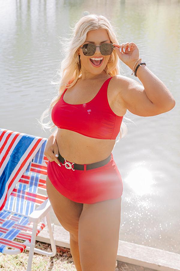Moon River Bikini Top in Red Curves Product Image