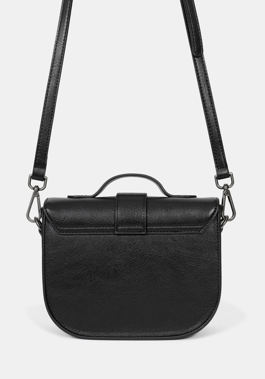 Rosamoth Buckle Crossbody Satchel Bag - Black Product Image
