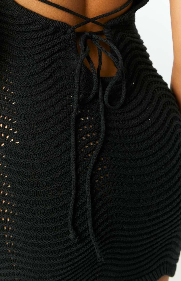 Haisley Black Knit Mini Dress Product Image