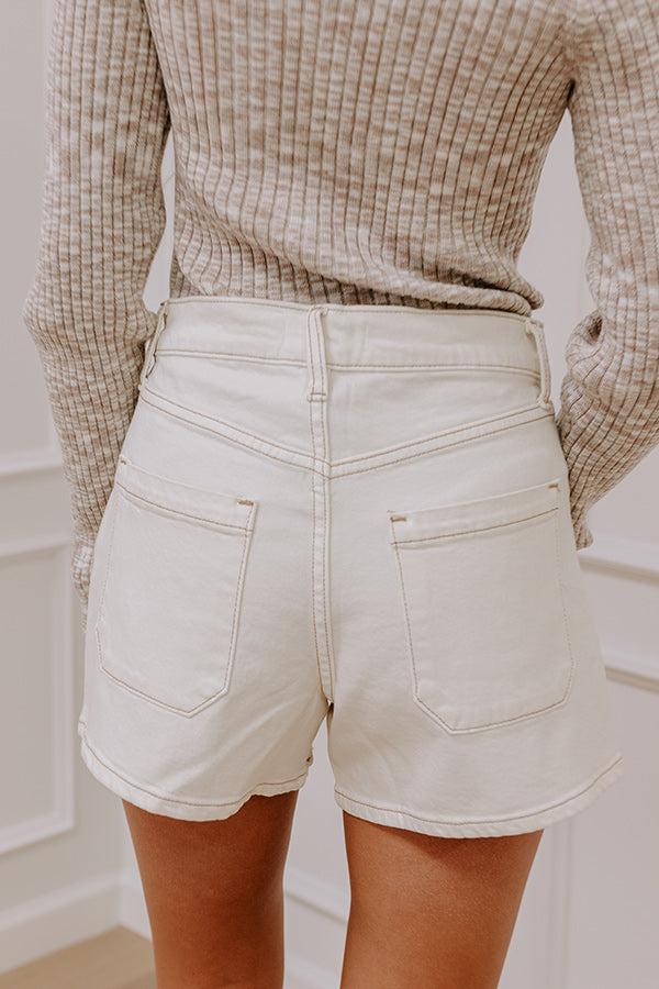 Just USA Libby High Waist Shorts in Ivory Product Image