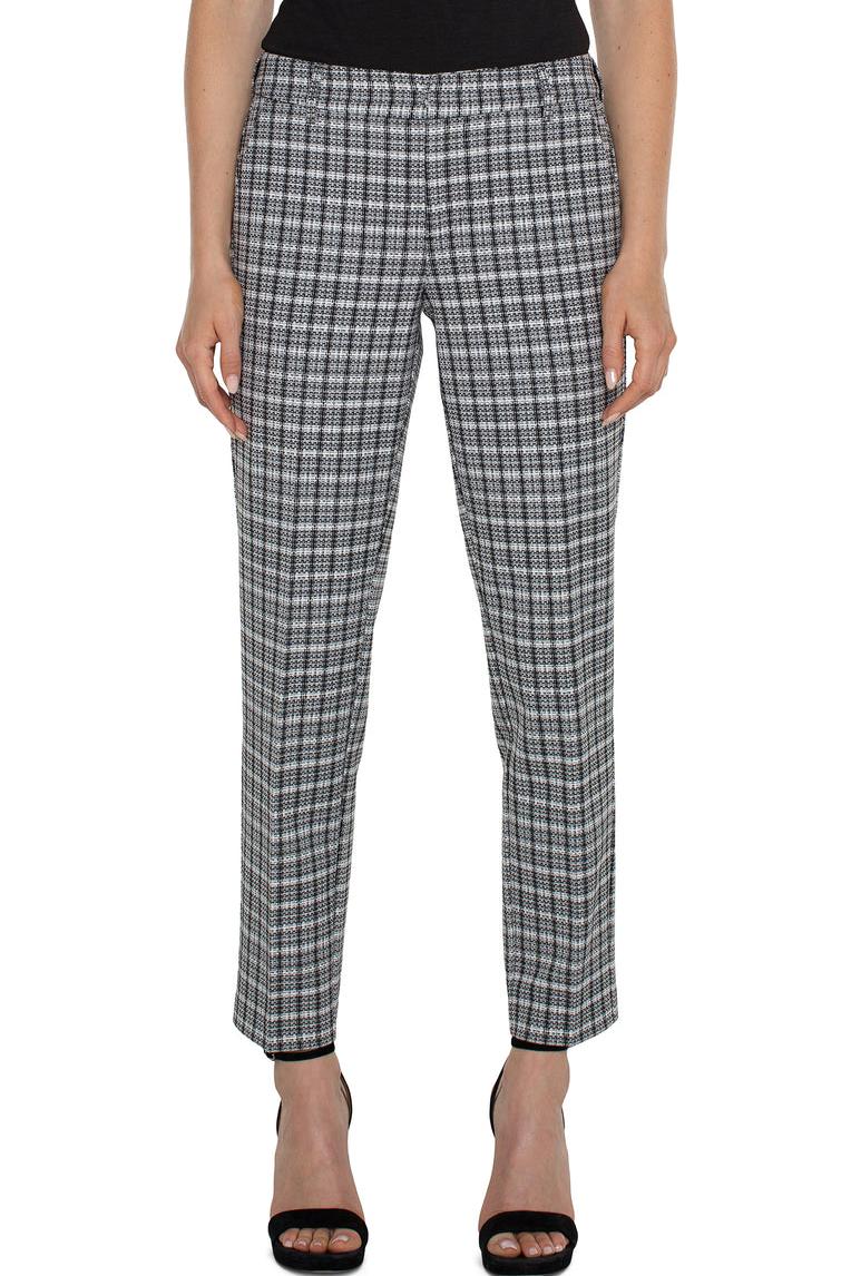 Kelsey Knit Trouser- Black and White Plaid Product Image