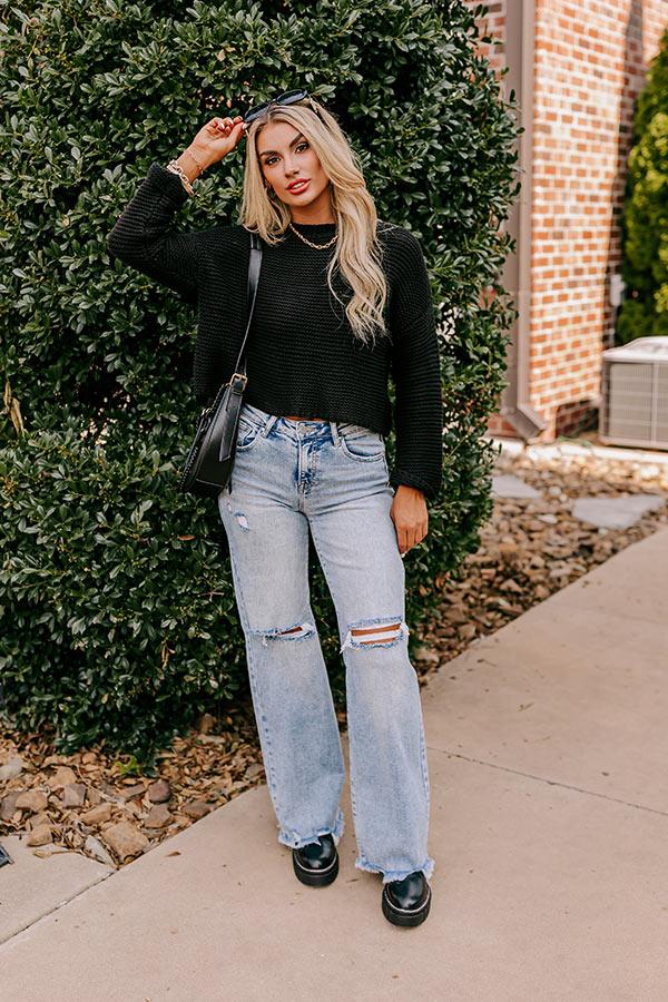 Feeling Cozy Knit Sweater in Black Product Image