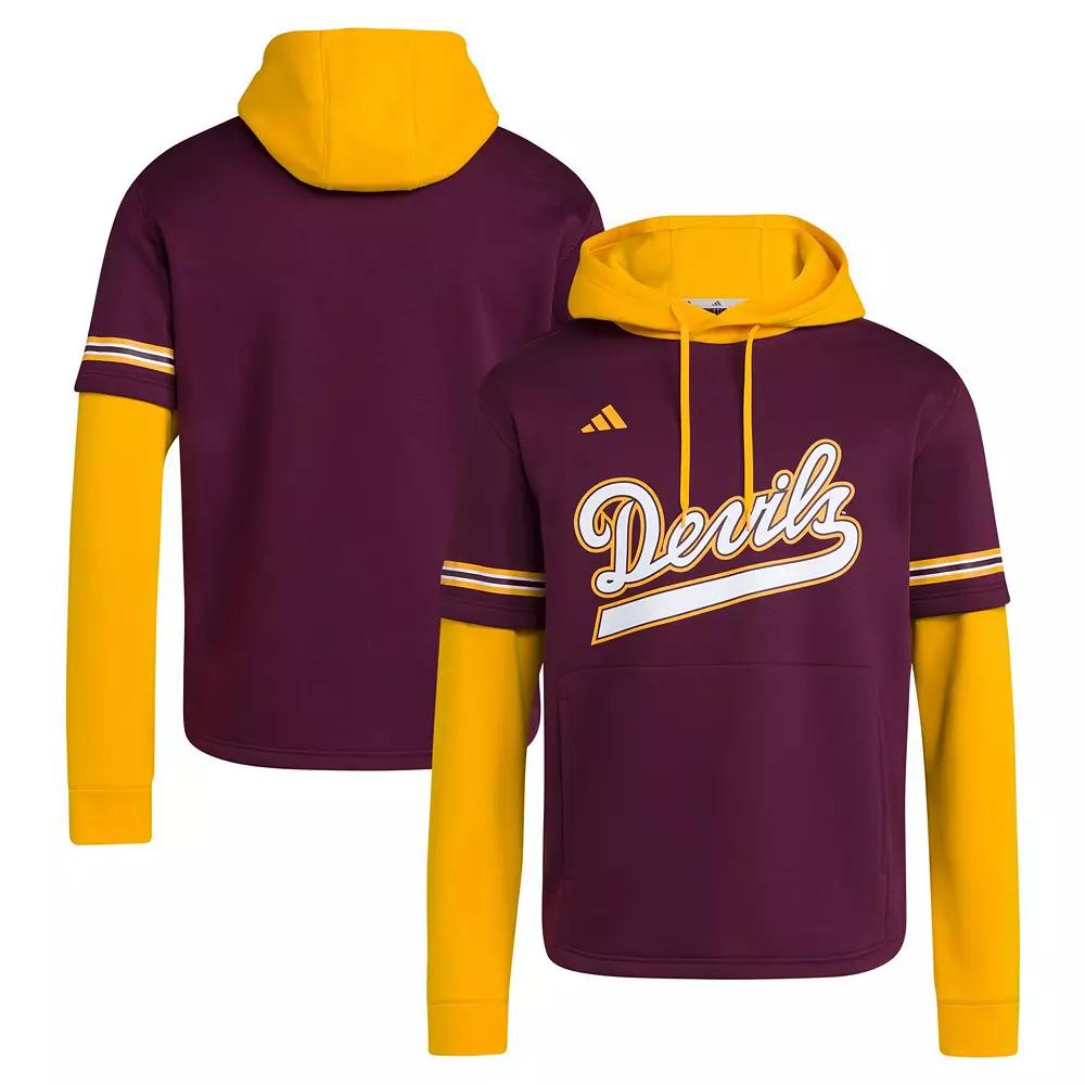 Mens adidas Maroon Arizona State Sun Devils Pullover Baseball Jersey Hoodie Product Image